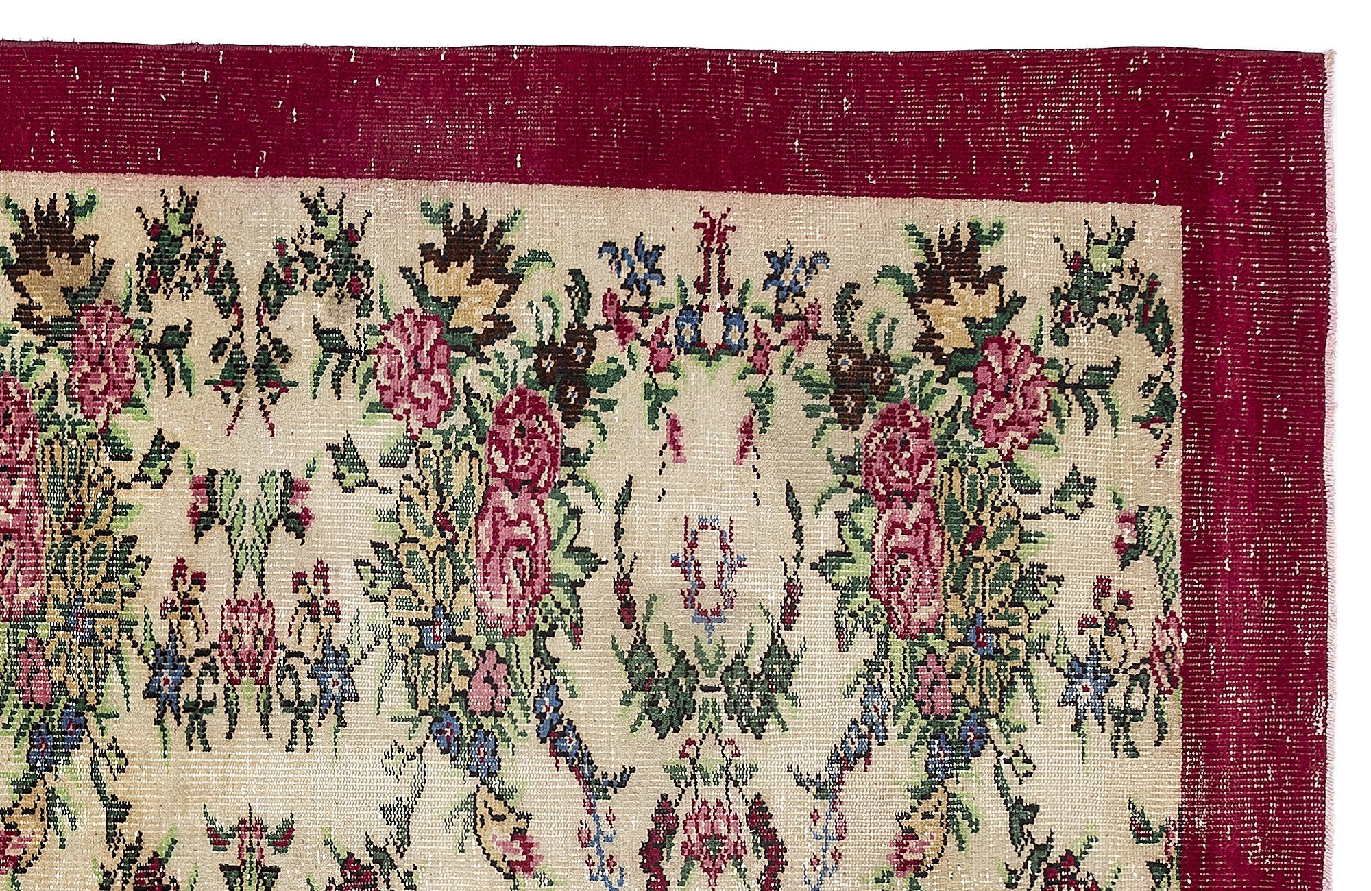 Atina 9844 Beige Vintage Wool Handmade Area Rug 6'2" x 9'7"