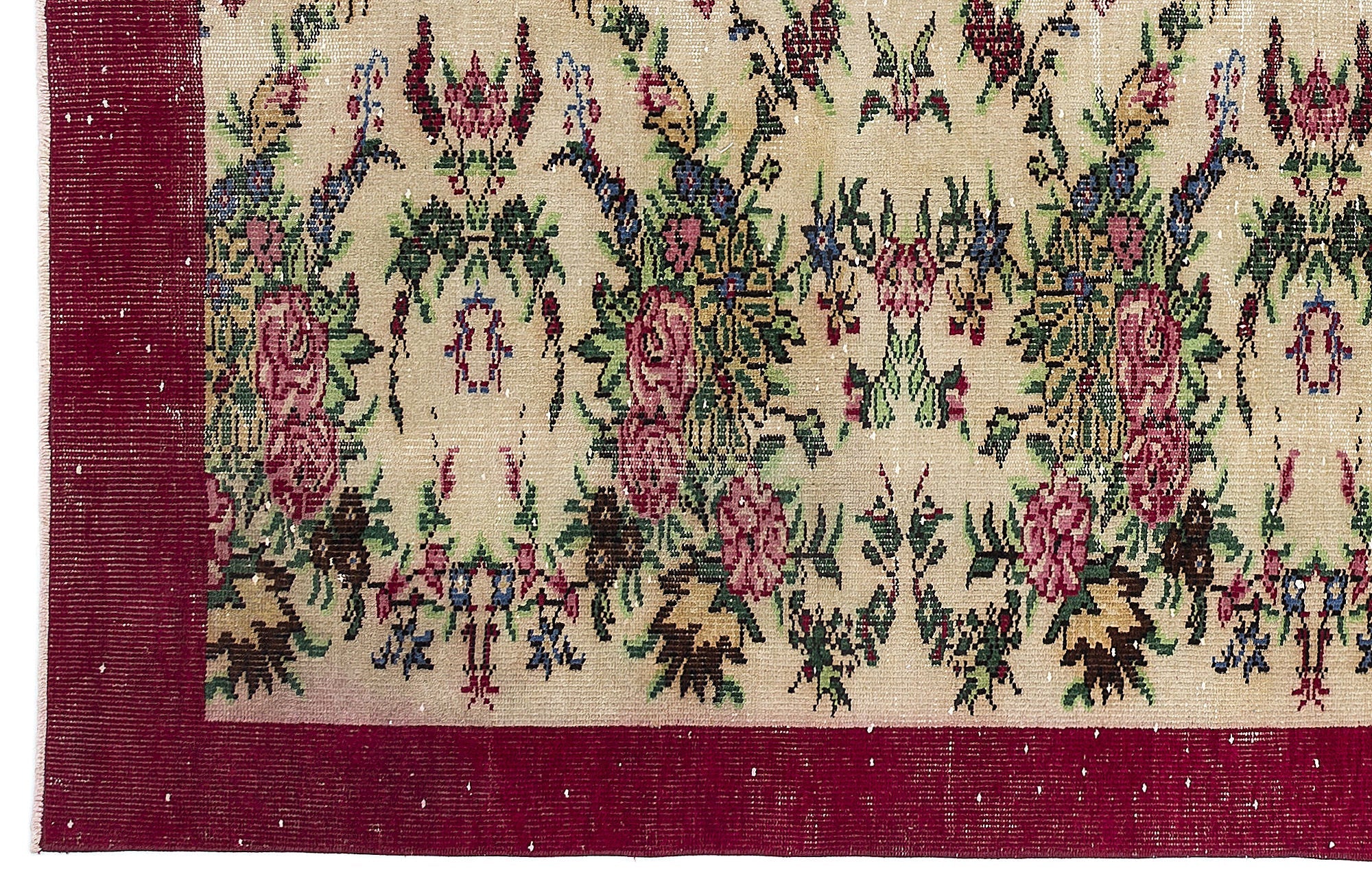 Atina 9844 Beige Vintage Wool Handmade Area Rug 6'2" x 9'7"