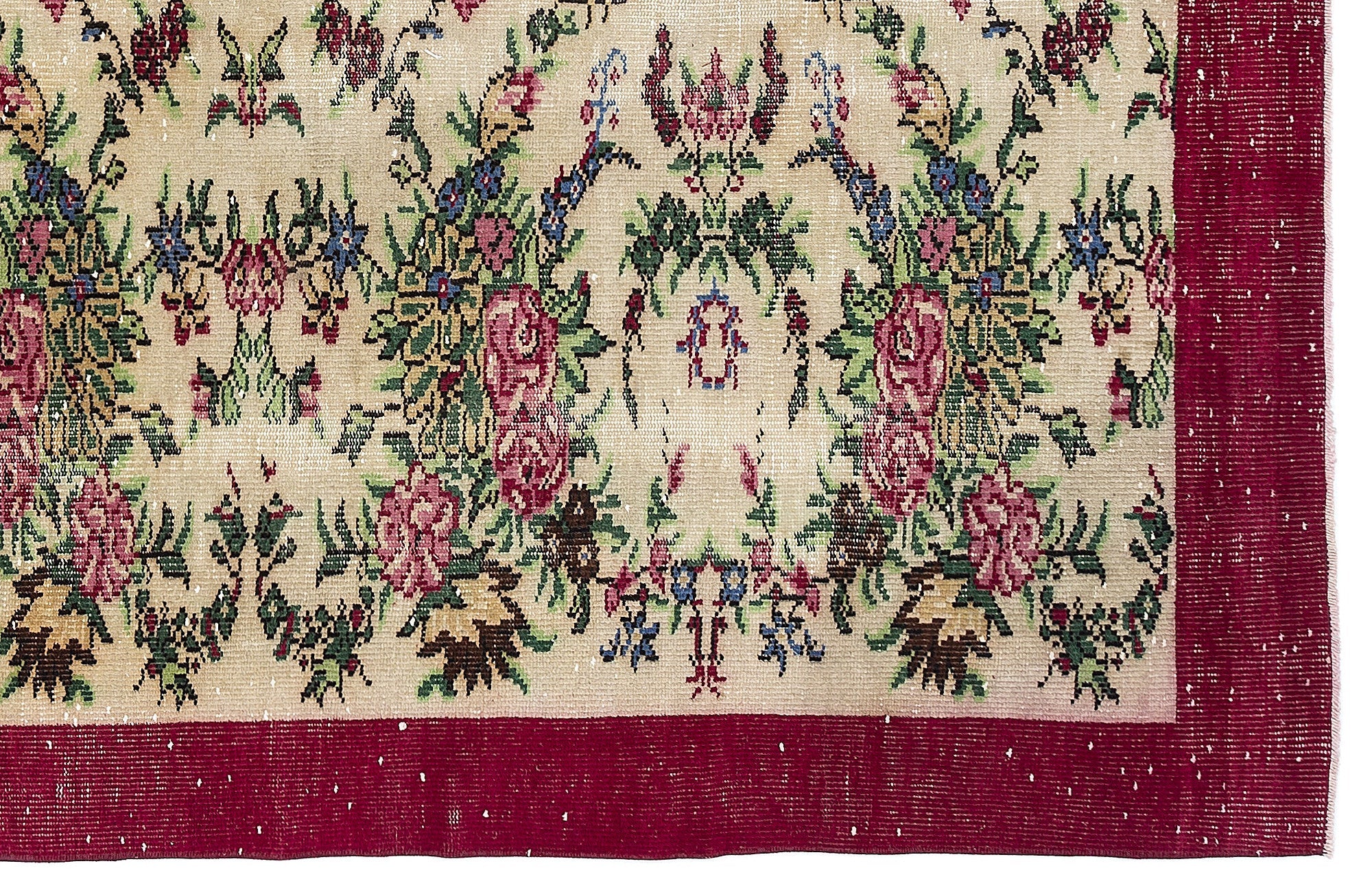 Atina 9844 Beige Vintage Wool Handmade Area Rug 6'2" x 9'7"