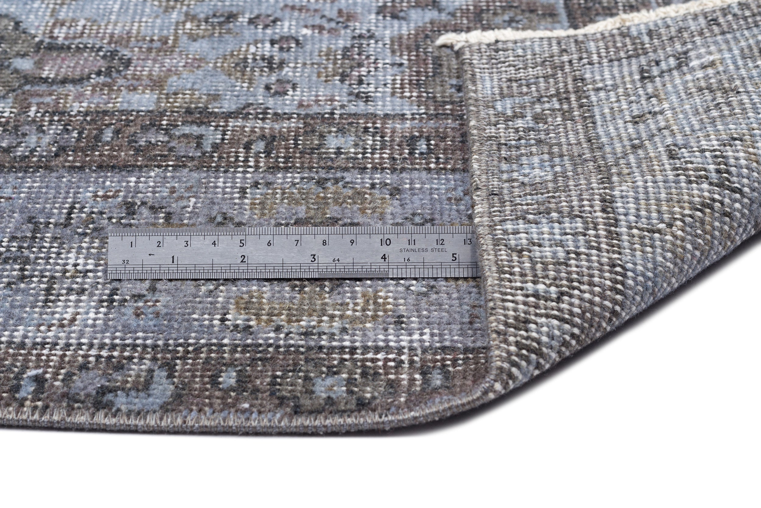 Atina Blue Vintage Wool Handmade Area Rug 5'4" x 9'7"