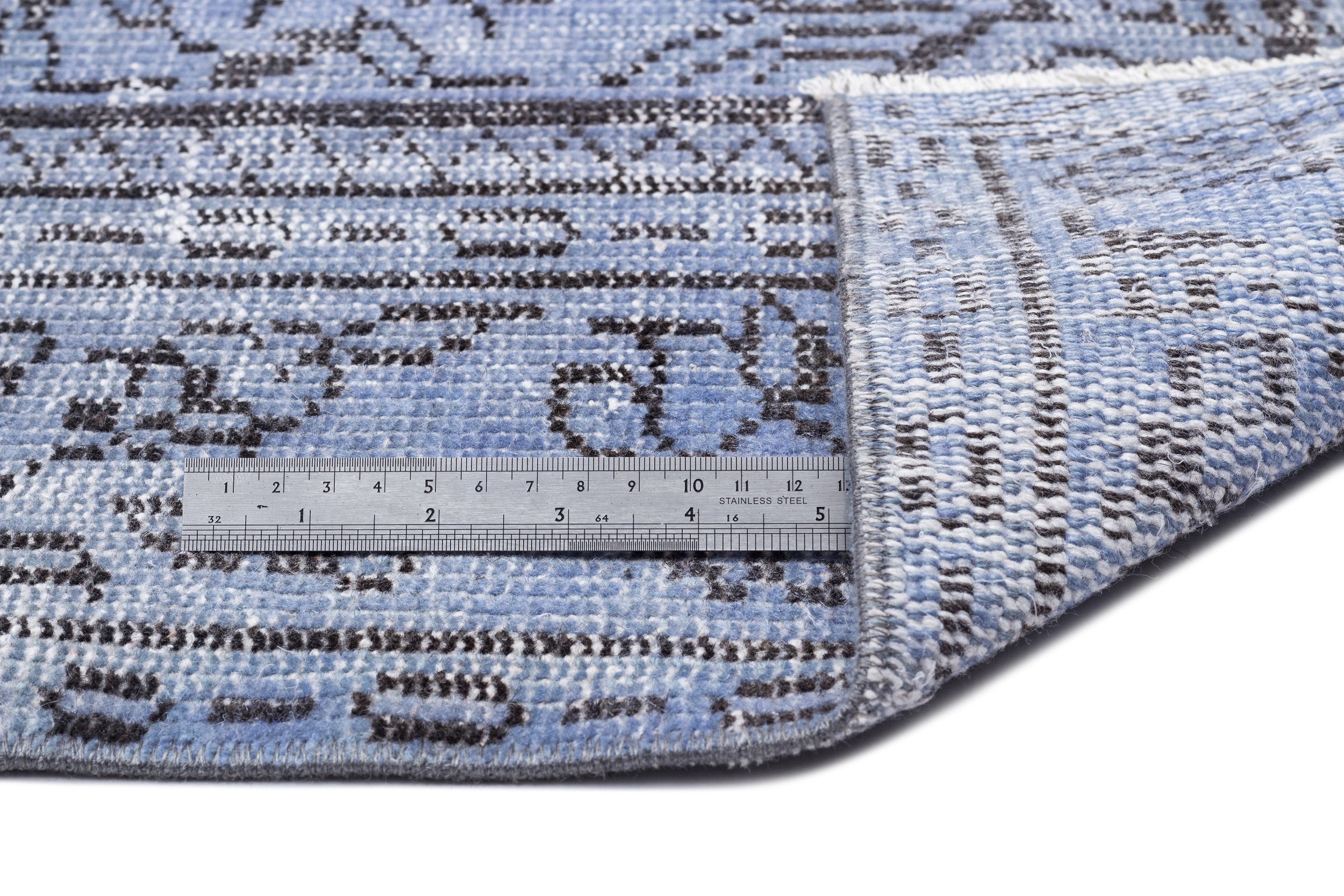 Atina Blue Vintage Wool Handmade Area Rug 5'5" x 9'6"