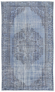 Atina Blue Vintage Wool Handmade Area Rug 5'5" x 9'6"