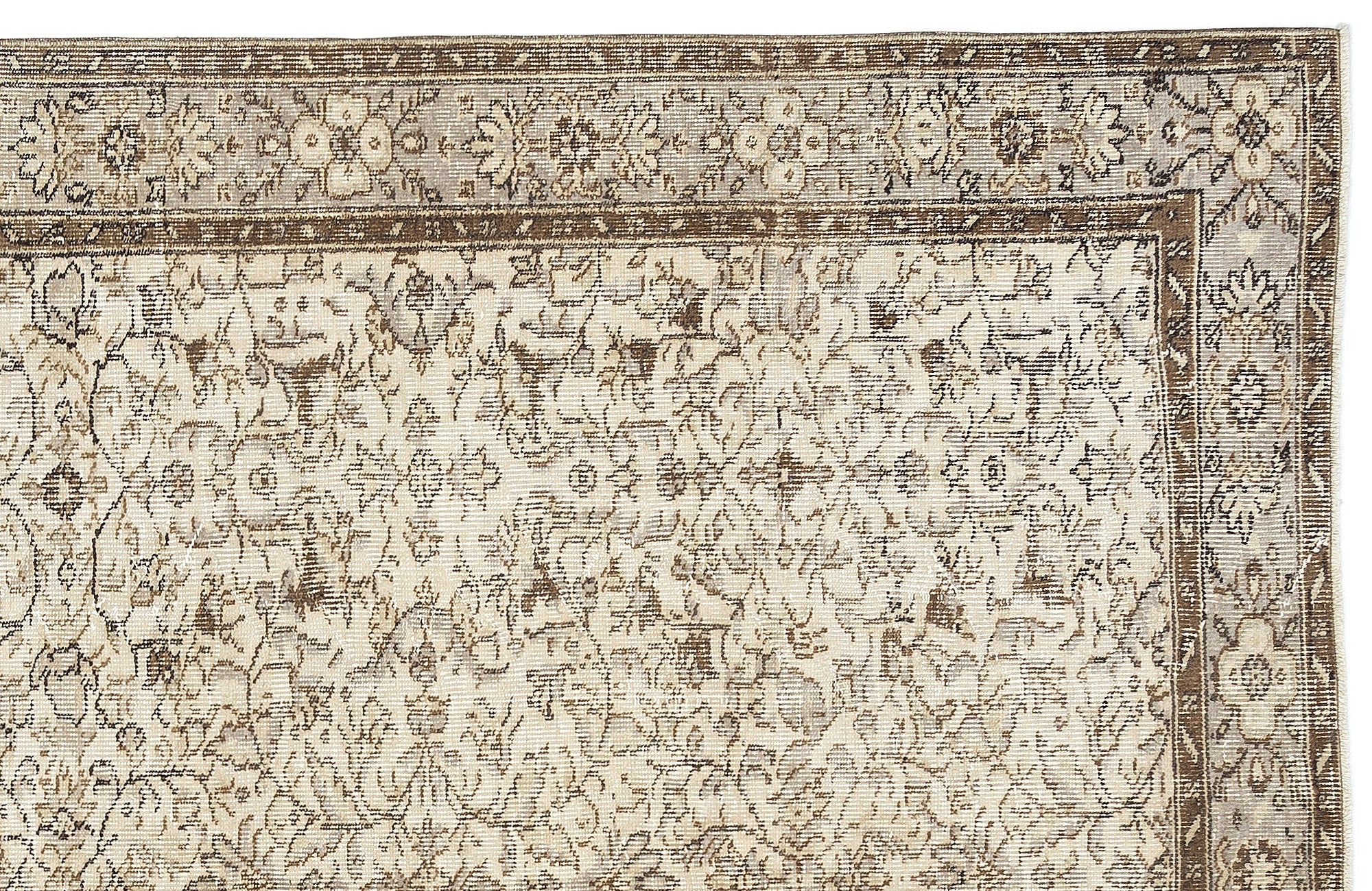 Atina Beige Vintage Wool Handmade Area Rug 5'9" x 9'3"