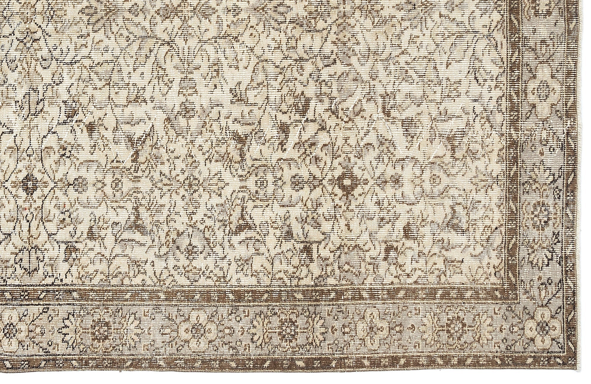 Atina Beige Vintage Wool Handmade Area Rug 5'9" x 9'3"