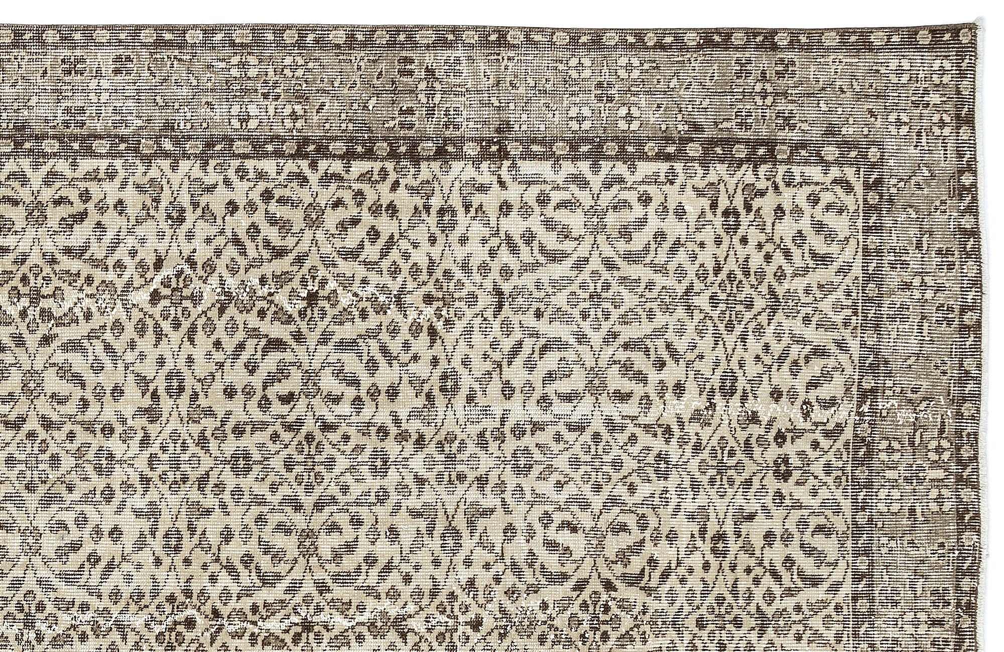 Atina Beige Vintage Wool Handmade Area Rug 5'5" x 9'1"