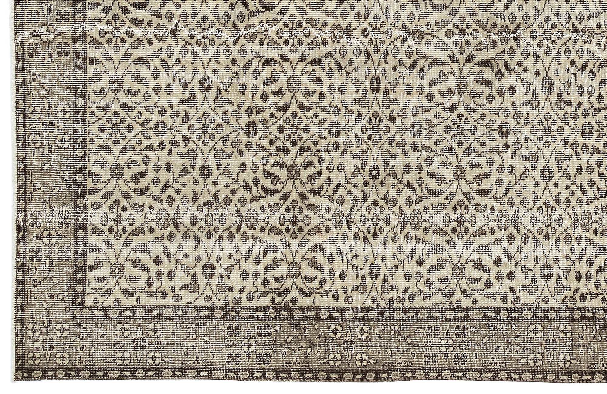 Atina Beige Vintage Wool Handmade Area Rug 5'5" x 9'1"