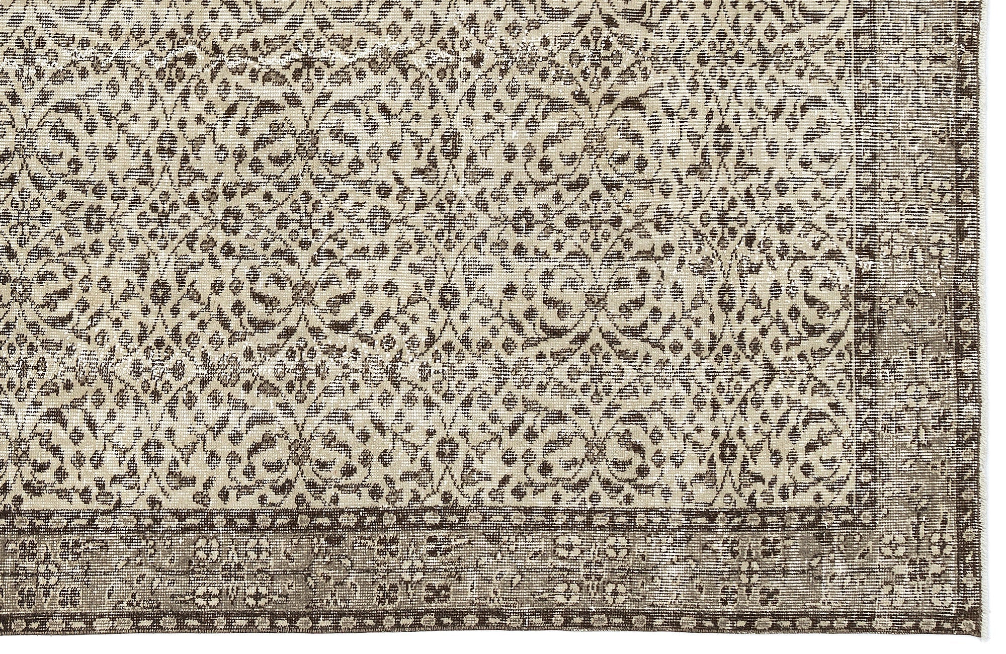 Atina Beige Vintage Wool Handmade Area Rug 5'5" x 9'1"