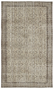 Atina Beige Vintage Wool Handmade Area Rug 5'5" x 9'1"