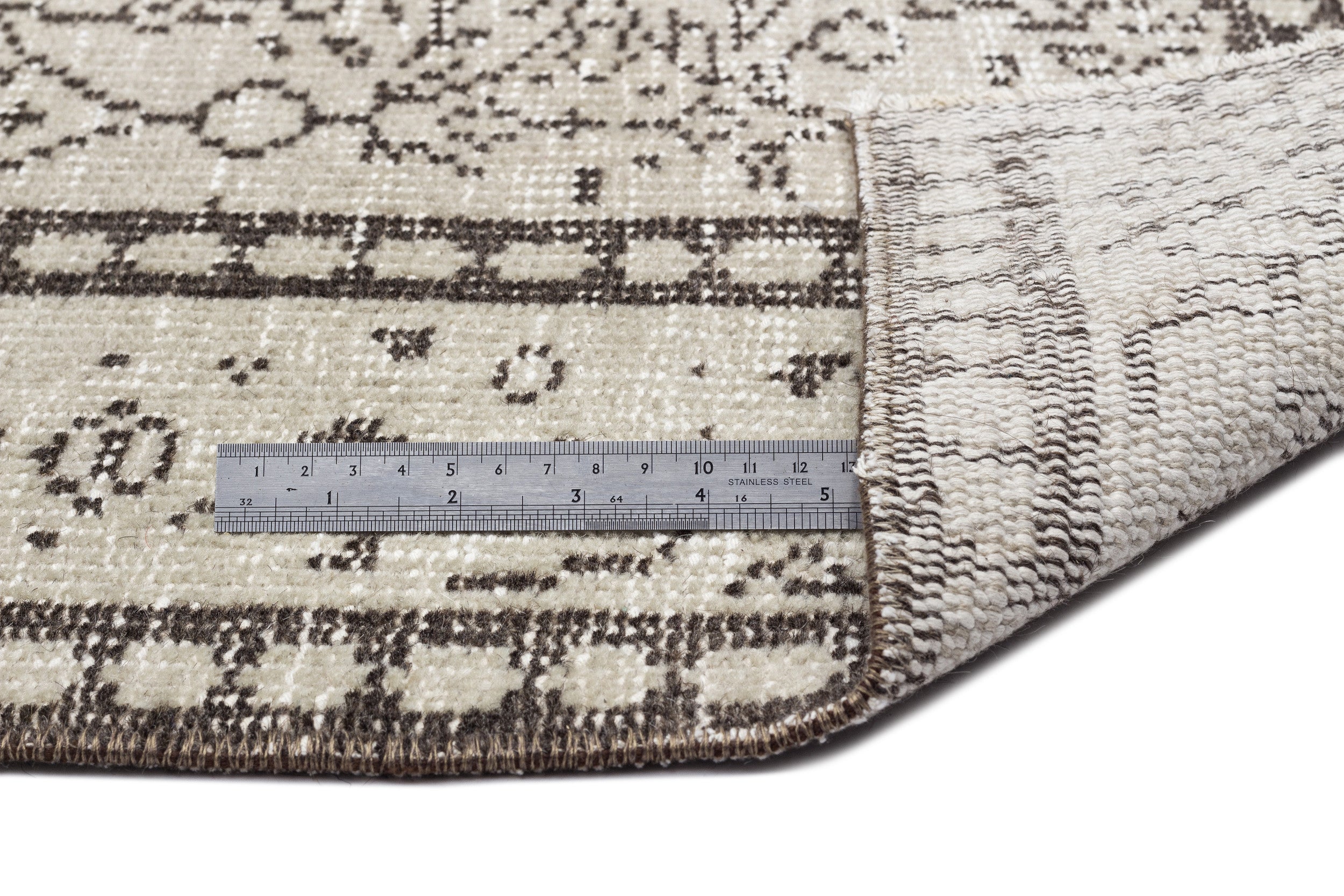 Atina Beige Vintage Wool Handmade Area Rug 5'11" x 8'10"