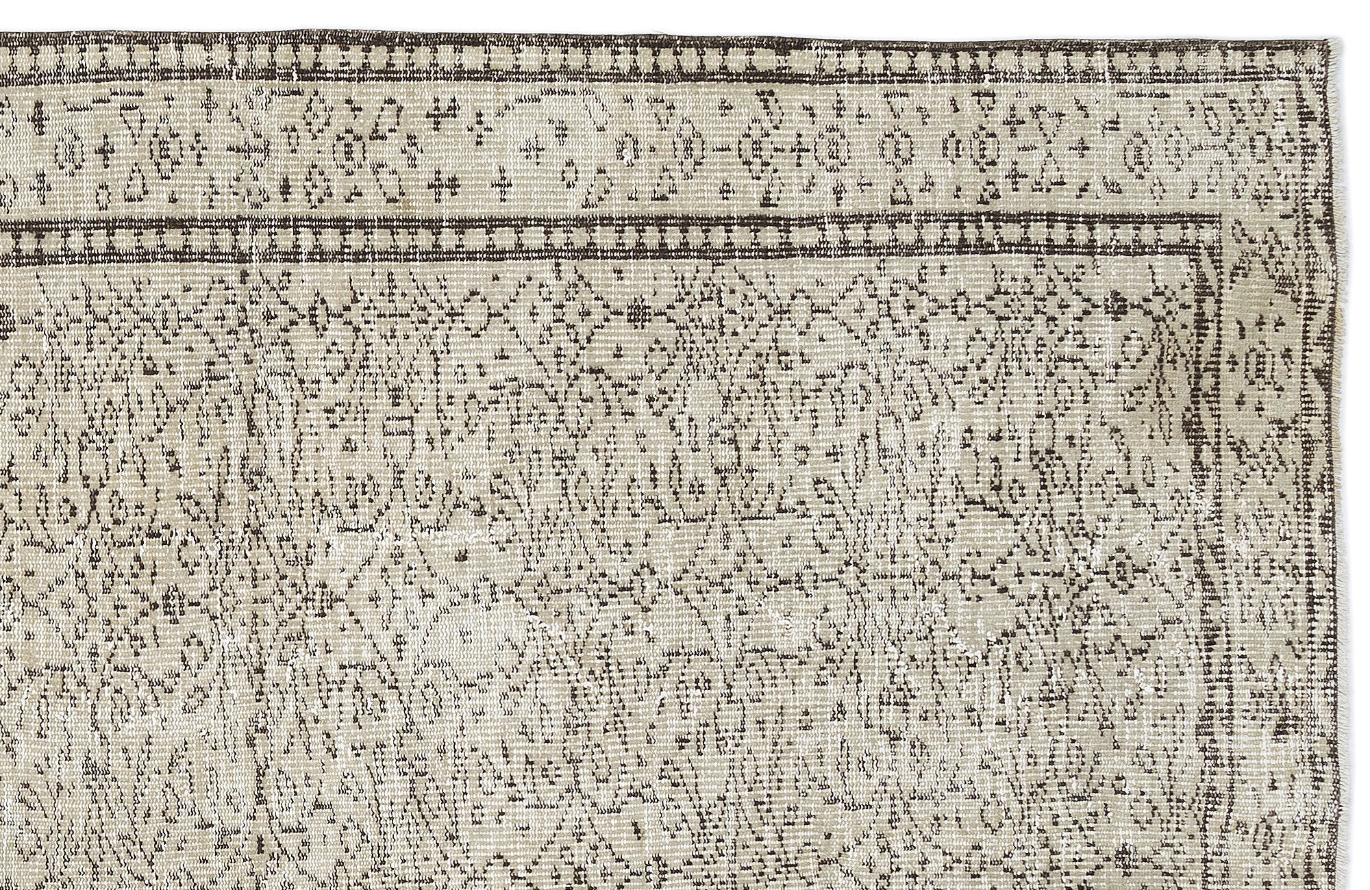 Atina Beige Vintage Wool Handmade Area Rug 5'11" x 8'10"
