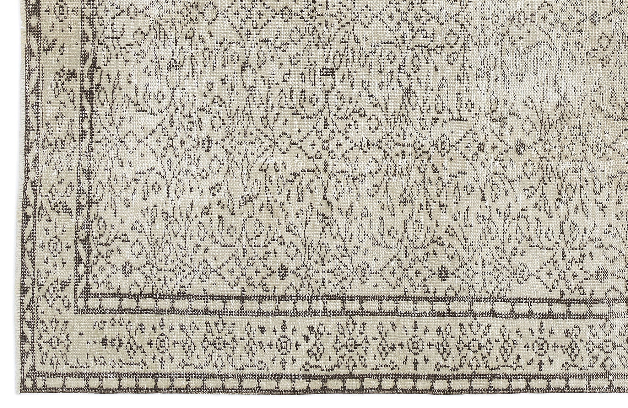 Atina Beige Vintage Wool Handmade Area Rug 5'11" x 8'10"