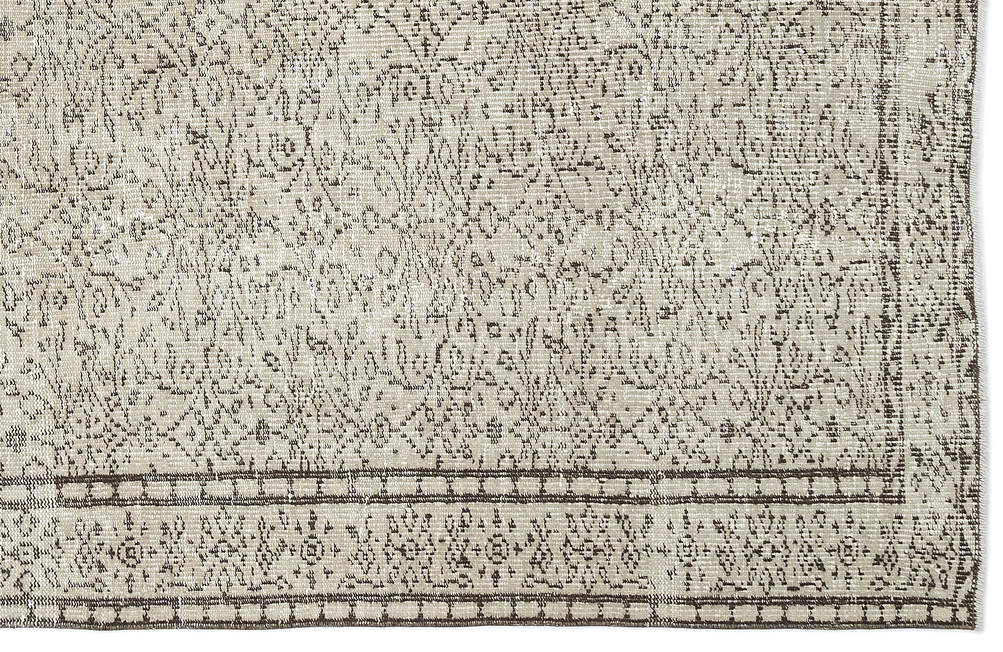 Atina Beige Vintage Wool Handmade Area Rug 5'11" x 8'10"