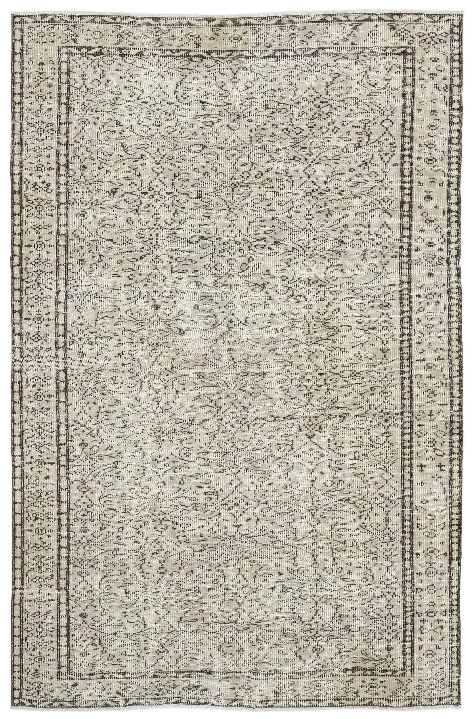 Atina Beige Vintage Wool Handmade Area Rug 5'11" x 8'10"