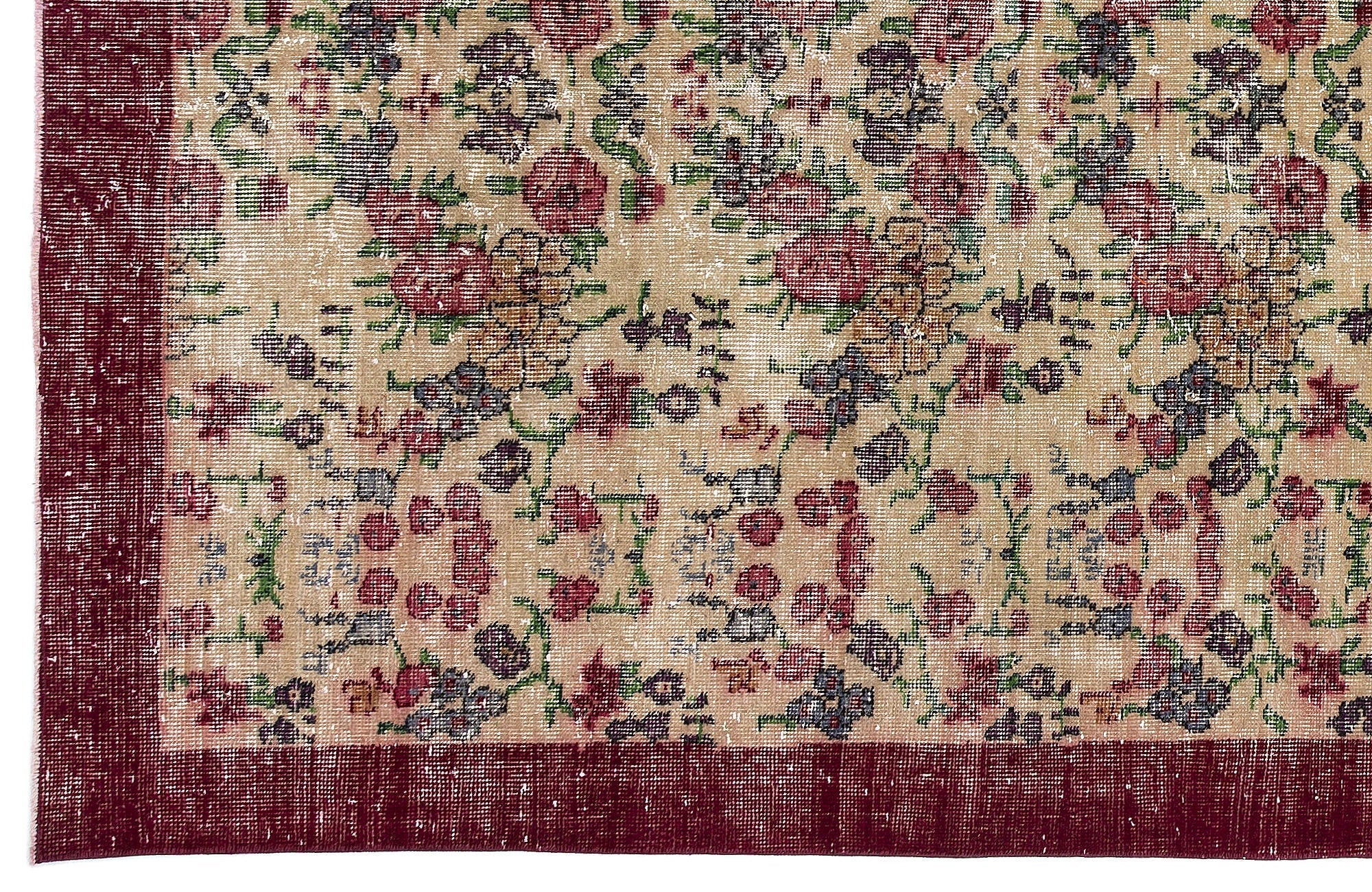 Atina 9940 Beige Vintage Wool Handmade Area Rug 4'4" x 10'6"