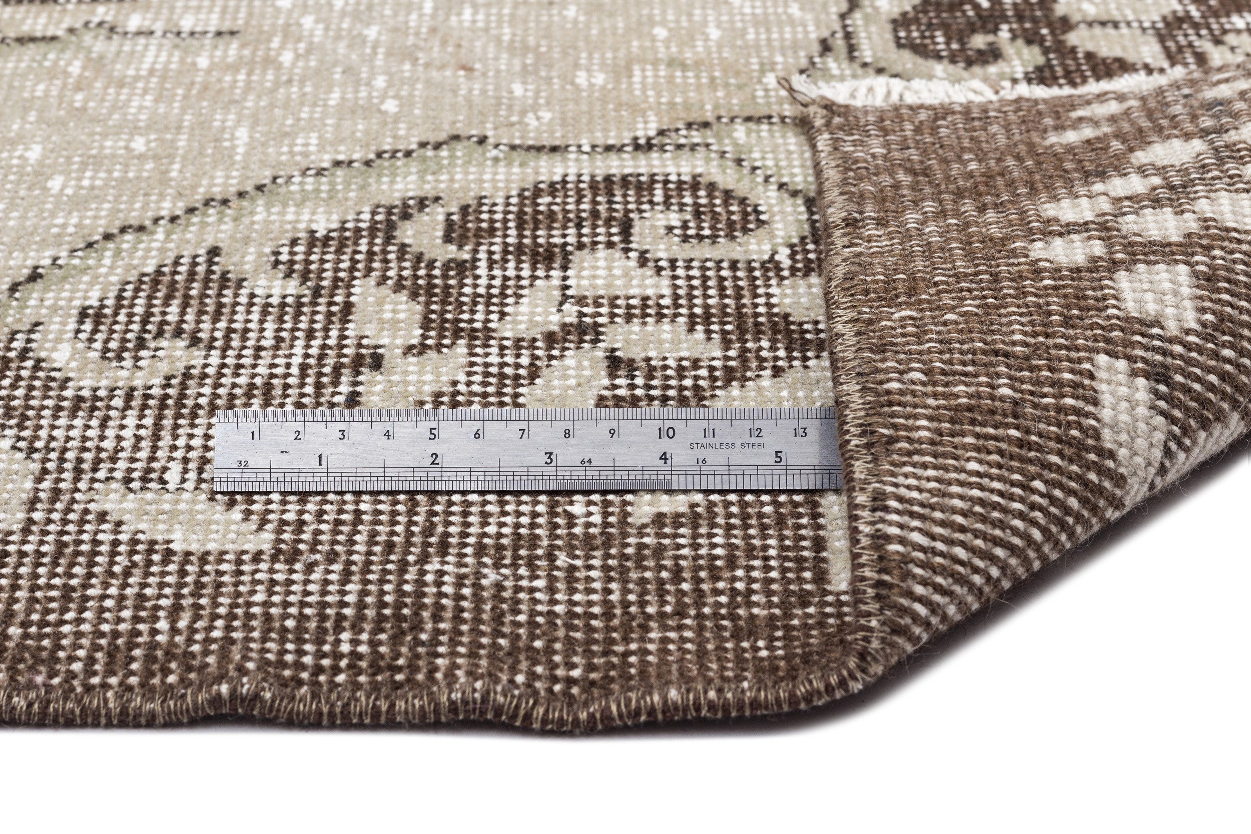 Atina Beige Vintage Wool Handmade Area Rug 6'1" x 10'0"