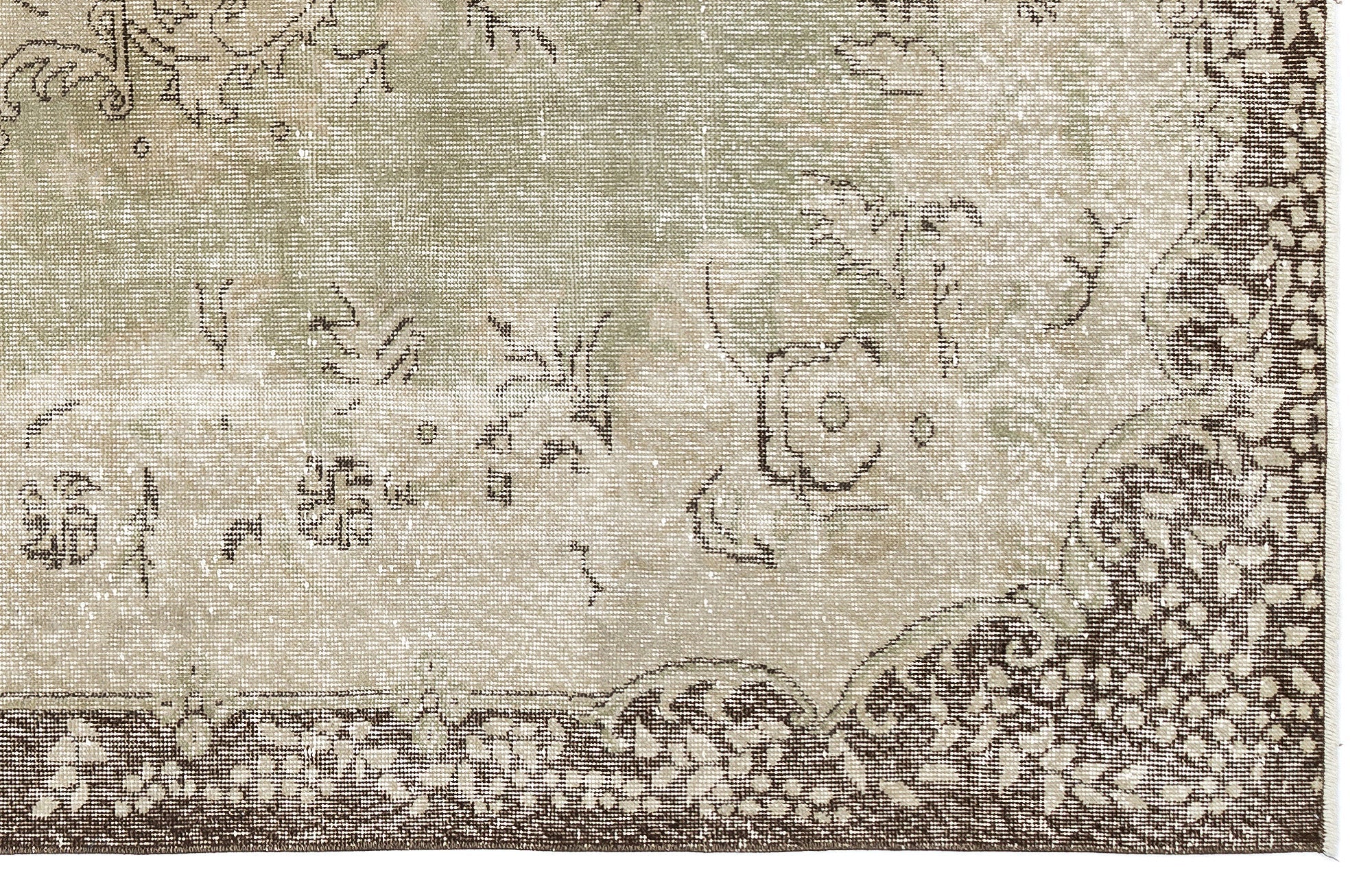 Atina Beige Vintage Wool Handmade Area Rug 6'1" x 10'0"