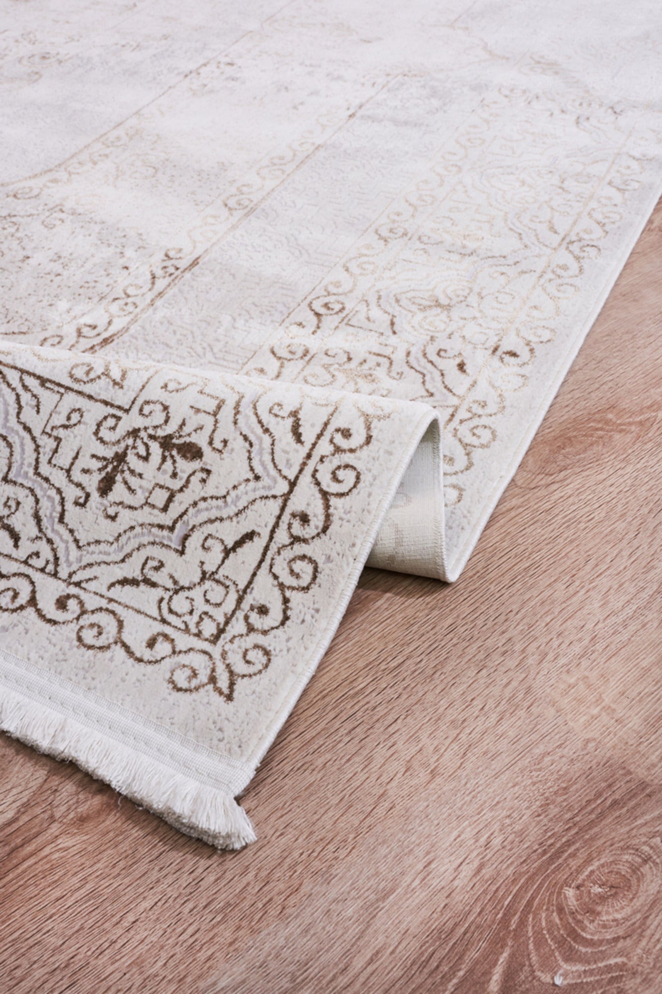 Machine Made Area Rug – Beige Classic Cotton Yarn Carpet for Living Room