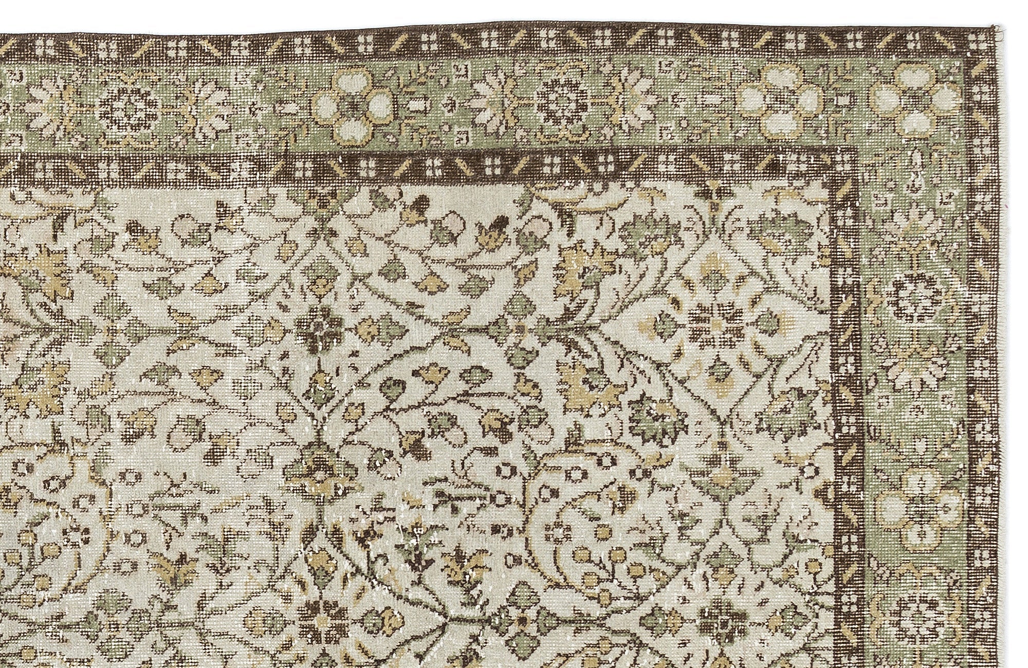 Atina Cream Classic Wool Handmade Area Rug 5'3" x 9'3"