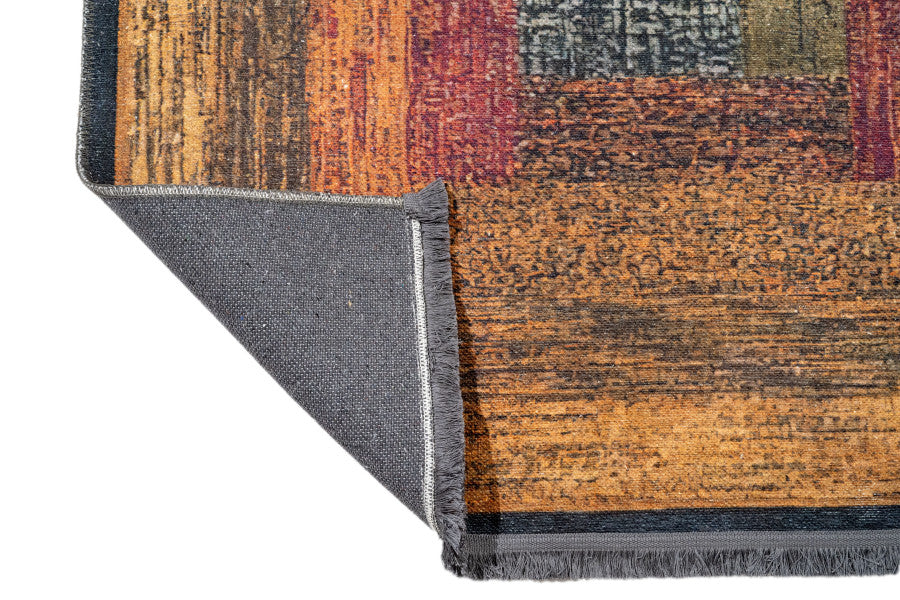 Orange Area Rug - Bergen Frame Design Digital Print Cotton Chenille Carpet