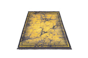 Yellow Striped Area Rug – Durable Cotton Chenille Rug With Digital Print Carpet