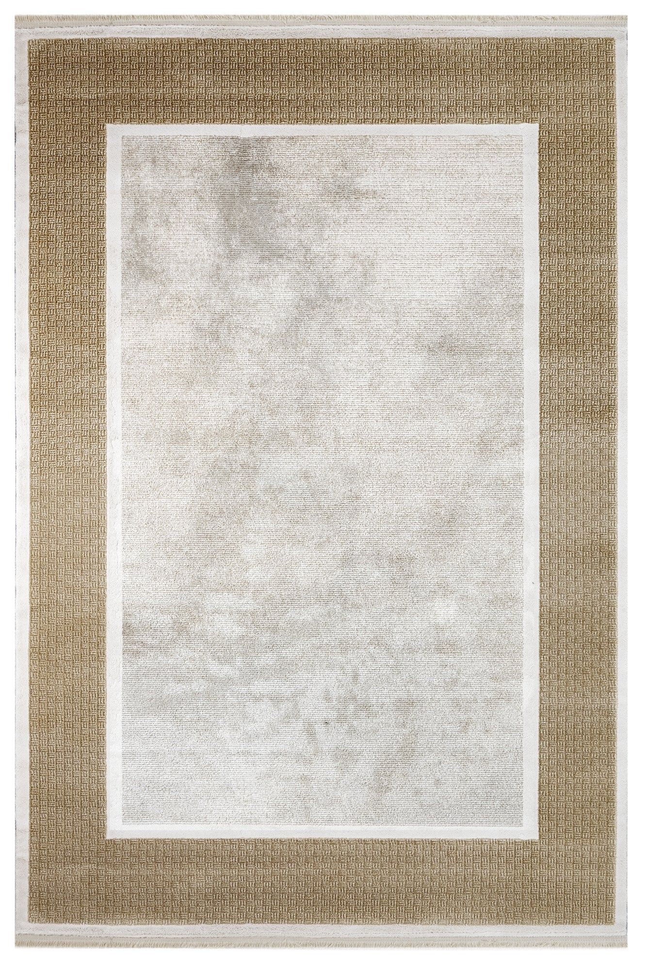 Cream Area Rug – Machine Made Rug With Fringed Edge Carpet For Living Room