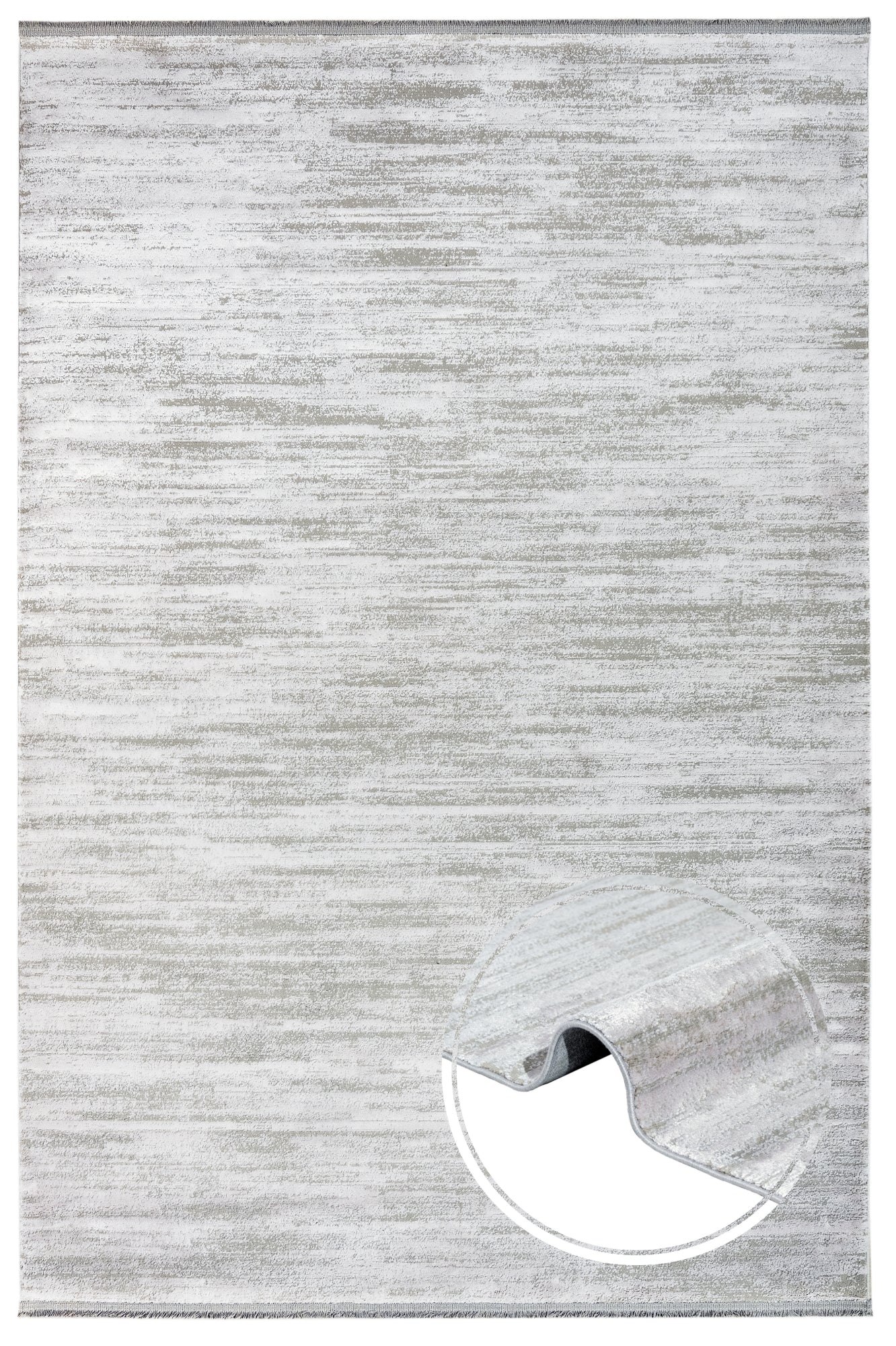 Modern Grey Area Rug – Durable Machine Made Acrylic Carpet with Fringed Edges