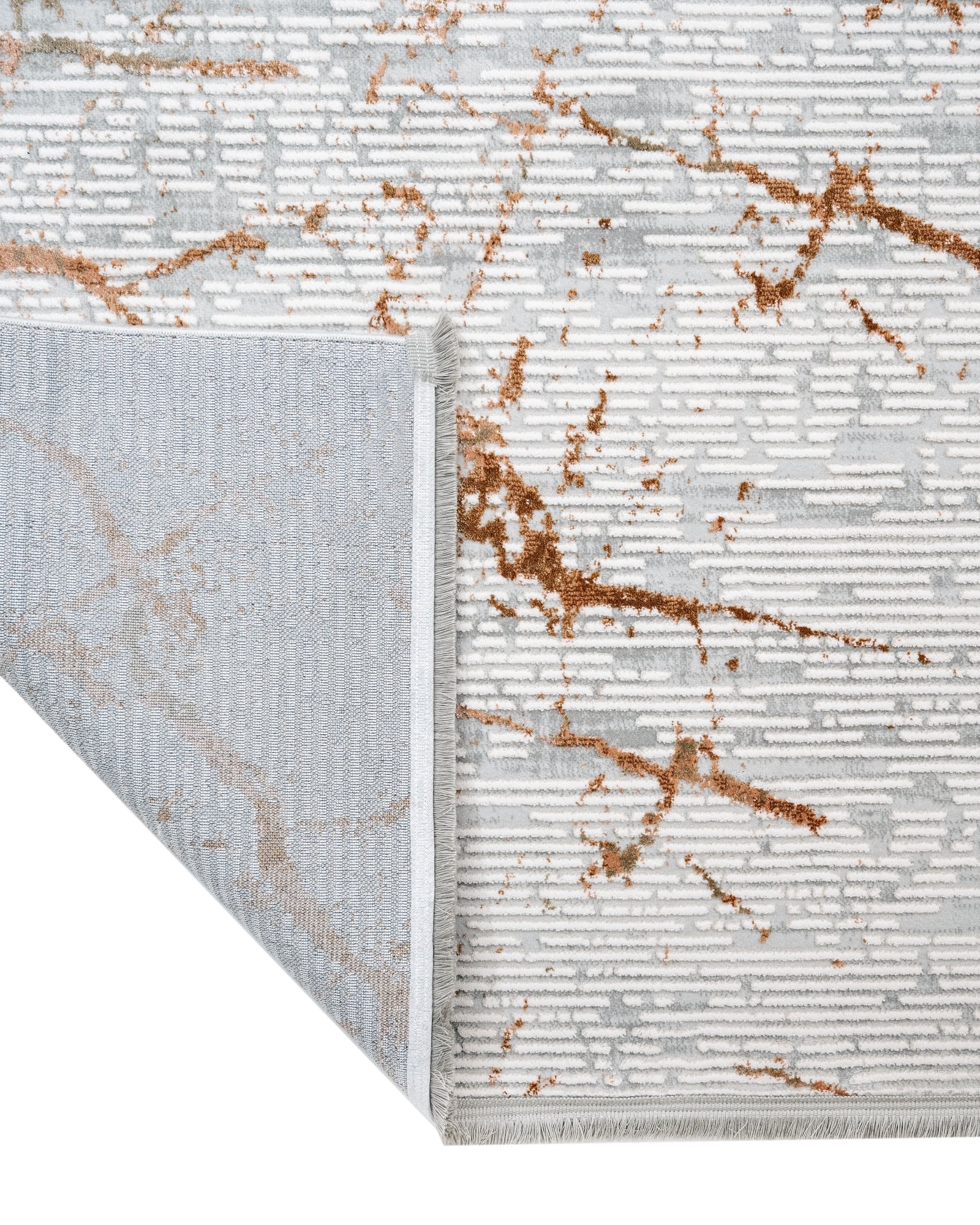 Modern Area Rug – Copper Machine Made Rug With Fringed Edges | Durable Acrylic Floor Carpet
