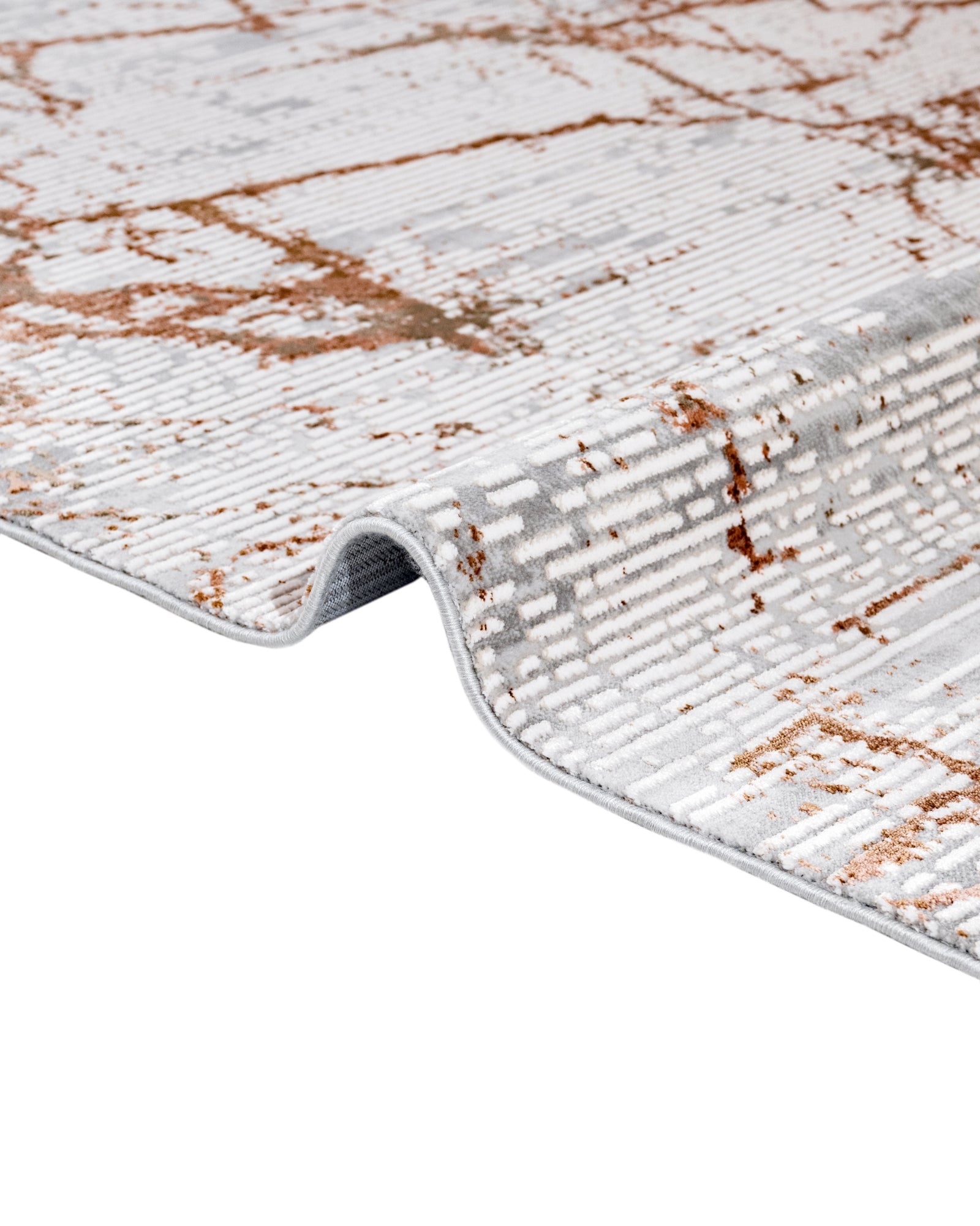 Modern Area Rug – Copper Machine Made Rug With Fringed Edges | Durable Acrylic Floor Carpet