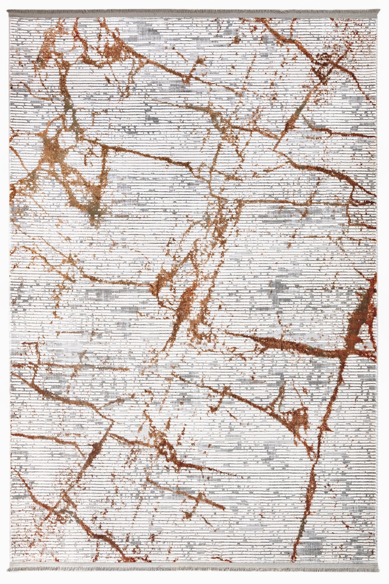 Modern Area Rug – Copper Machine Made Rug With Fringed Edges | Durable Acrylic Floor Carpet