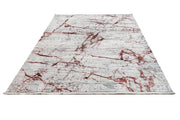Modern Area Rug – Burgundy Machine Made Rug With Fringed Edges For Living Room