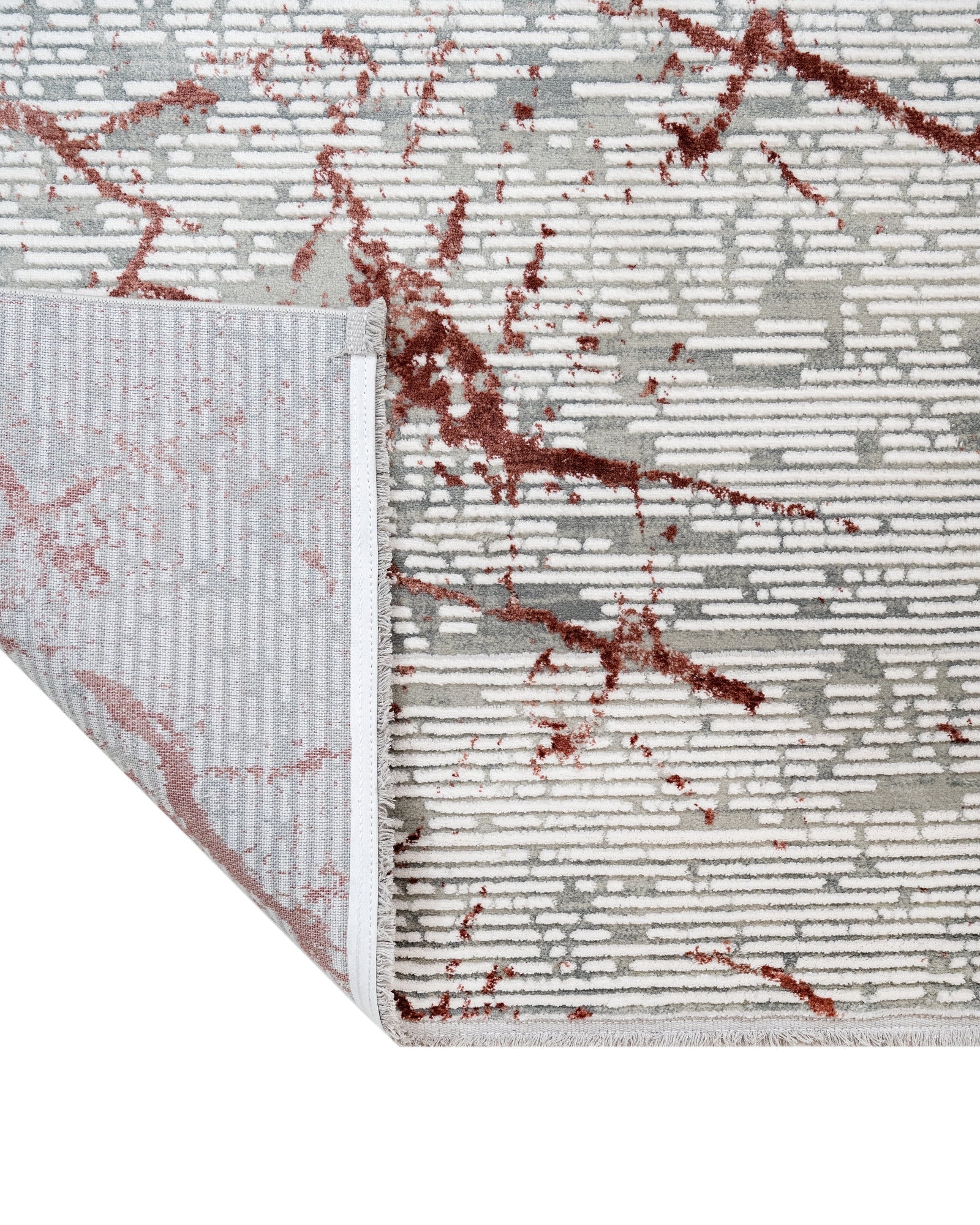 Modern Area Rug – Burgundy Machine Made Rug With Fringed Edges For Living Room