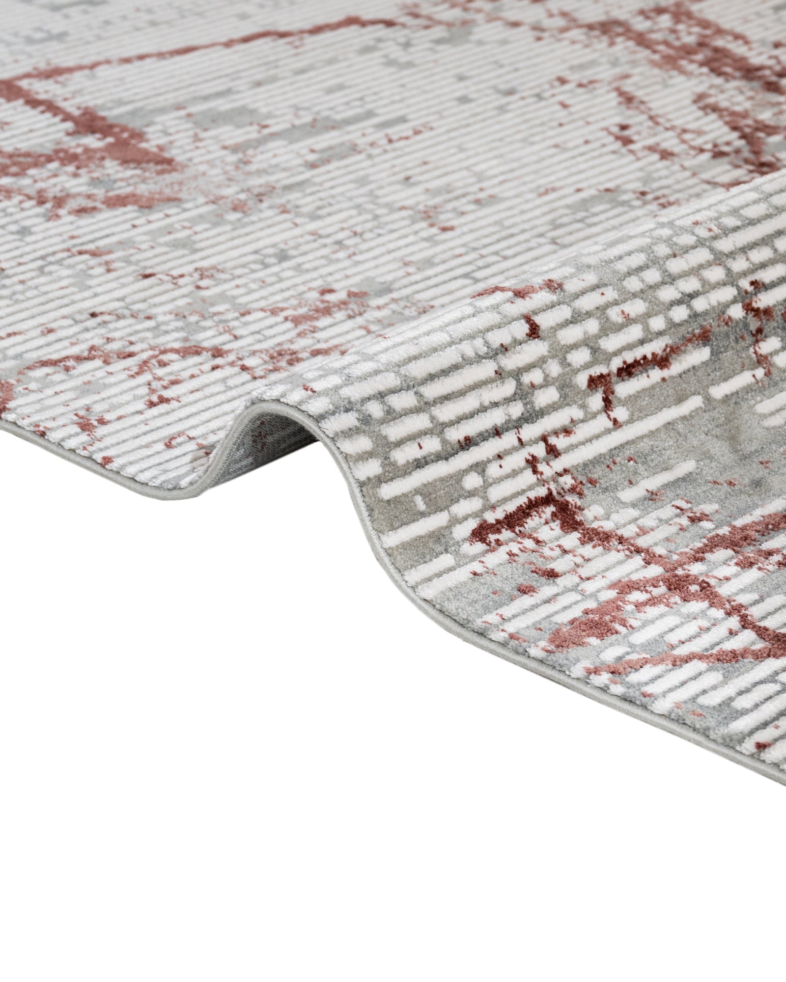 Modern Area Rug – Burgundy Machine Made Rug With Fringed Edges For Living Room