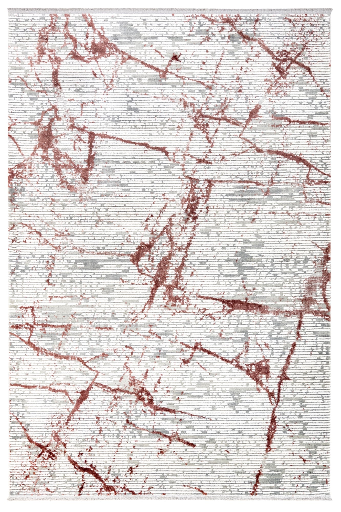Modern Area Rug – Burgundy Machine Made Rug With Fringed Edges For Living Room