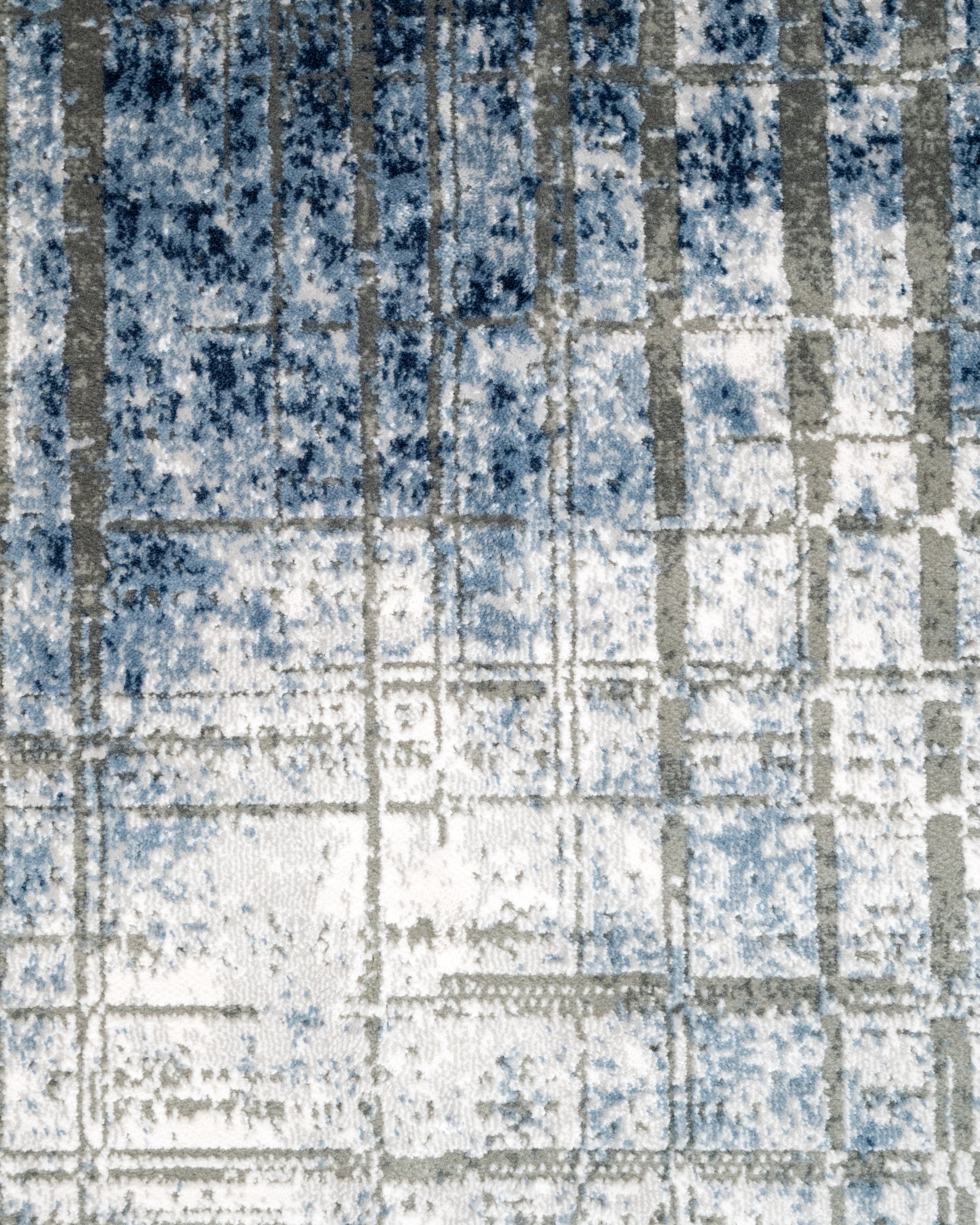 Modern Area Rug – Machine Made Blue Acrylic Floor Rug with Fringed Edges