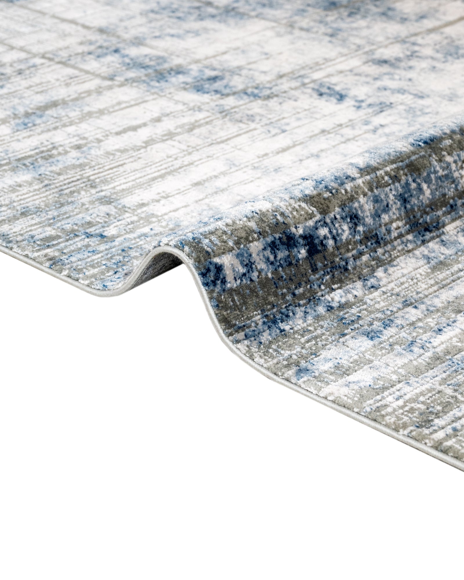 Modern Area Rug – Machine Made Blue Acrylic Floor Rug with Fringed Edges