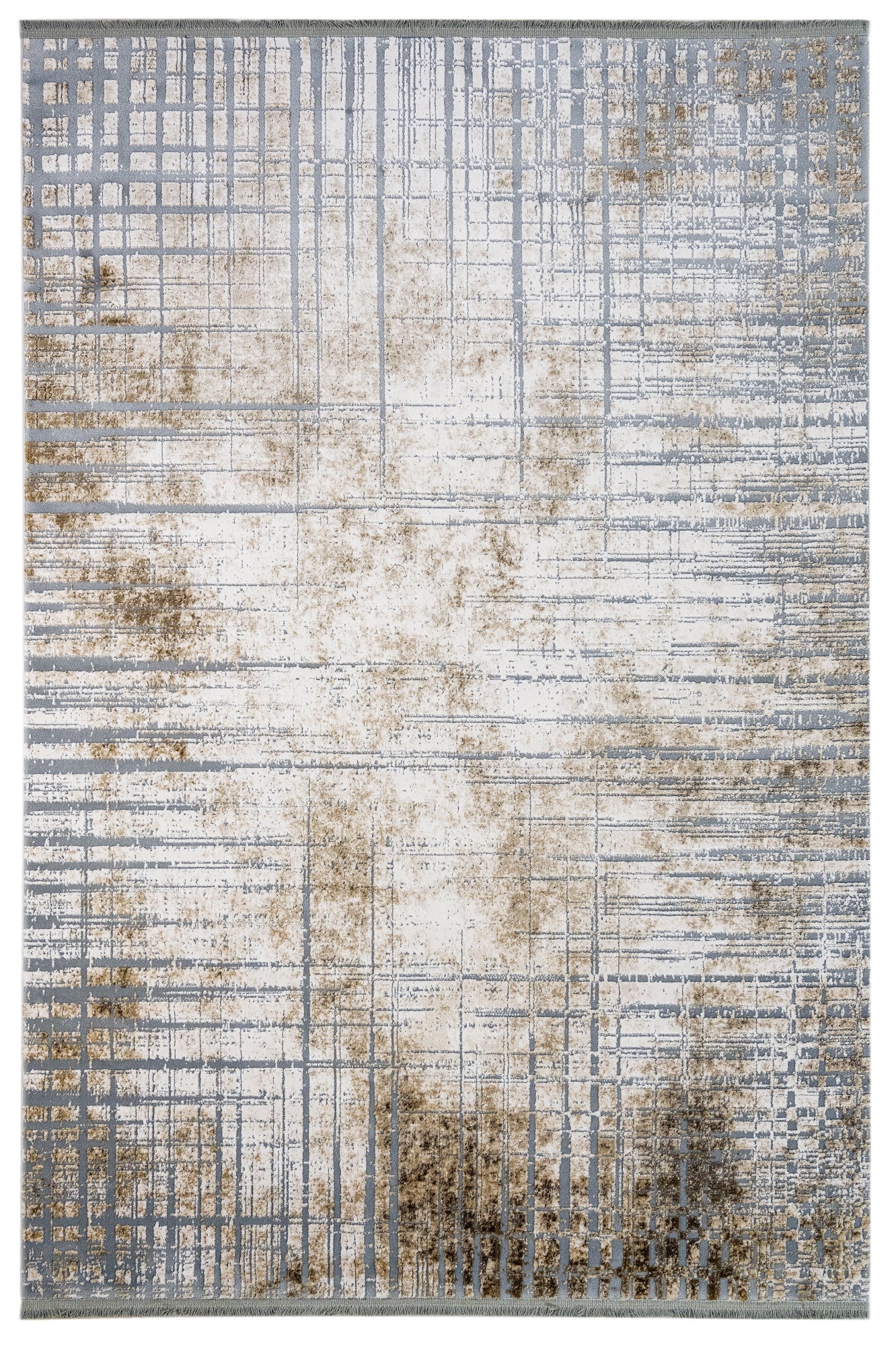 Modern Area Rug – Machine Made Acrylic Flax Flower Carpet with Fringed Edges