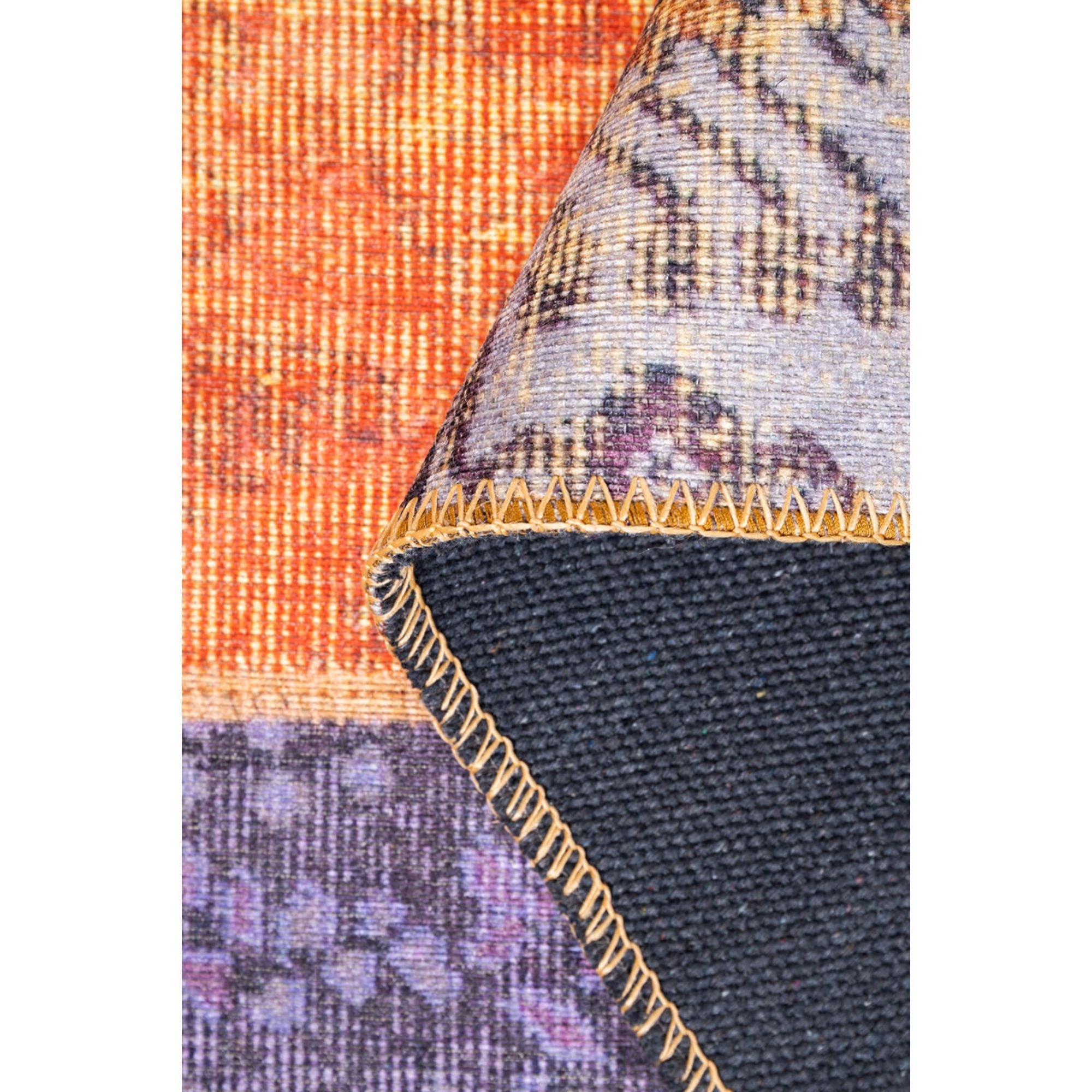 Patchwork Area Rug - Washable Non Slip Cotton Microfiber Carpet for Living Room