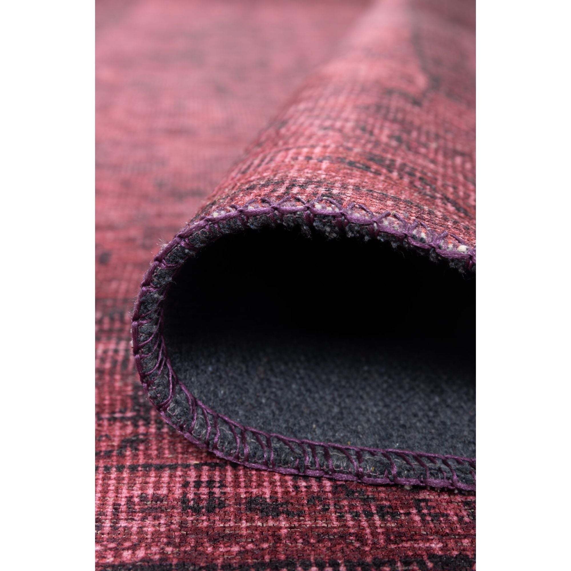 Vintage Cotton Area Rug - Washable Non Slip Red Soft Microfiber Rug for Living Room