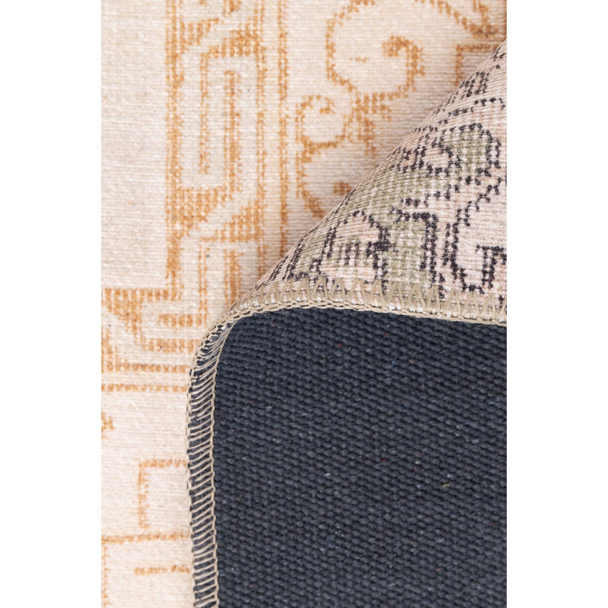 Patchwork Area Rug – Washable Non Slip Cotton Microfiber Carpet | Cream Style