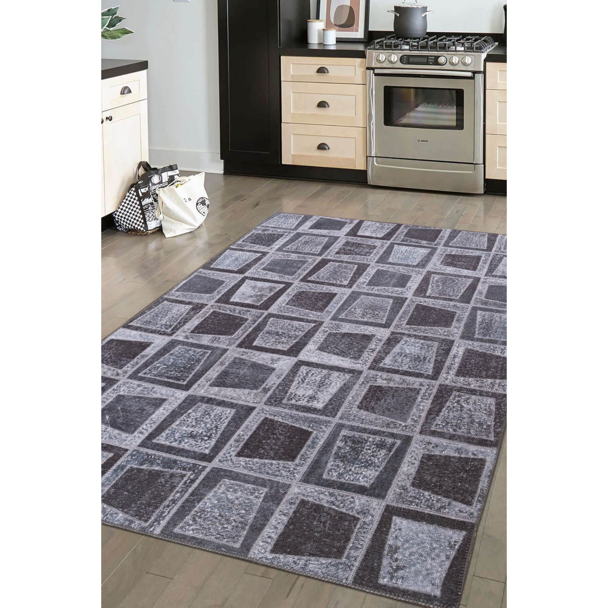 Digital Print Area Rug - Washable Non Slip Patchwork Cotton Area Rug for Living Room