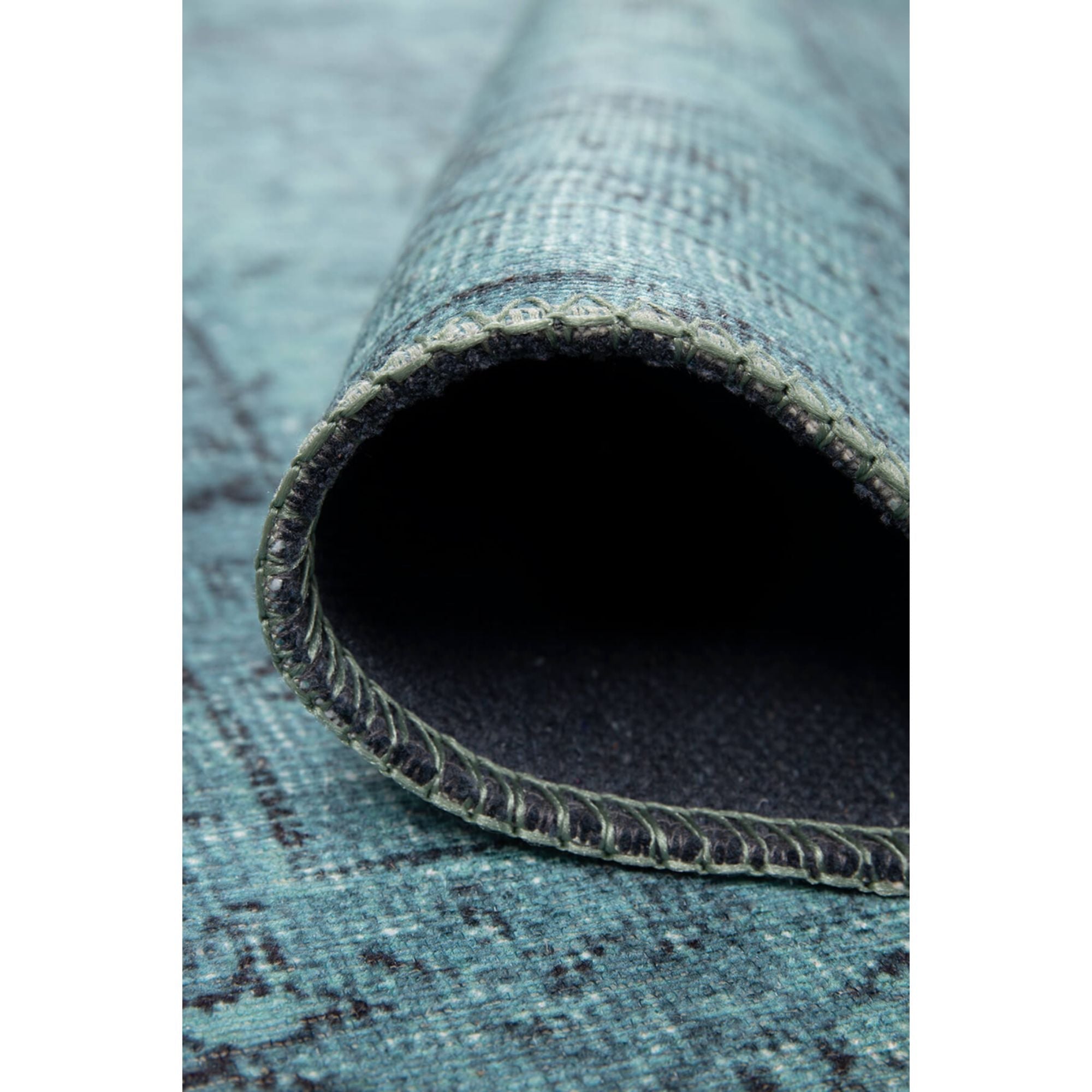 Vintage Cotton Area Rug - Washable Non Slip Turquoise Floor Carpet