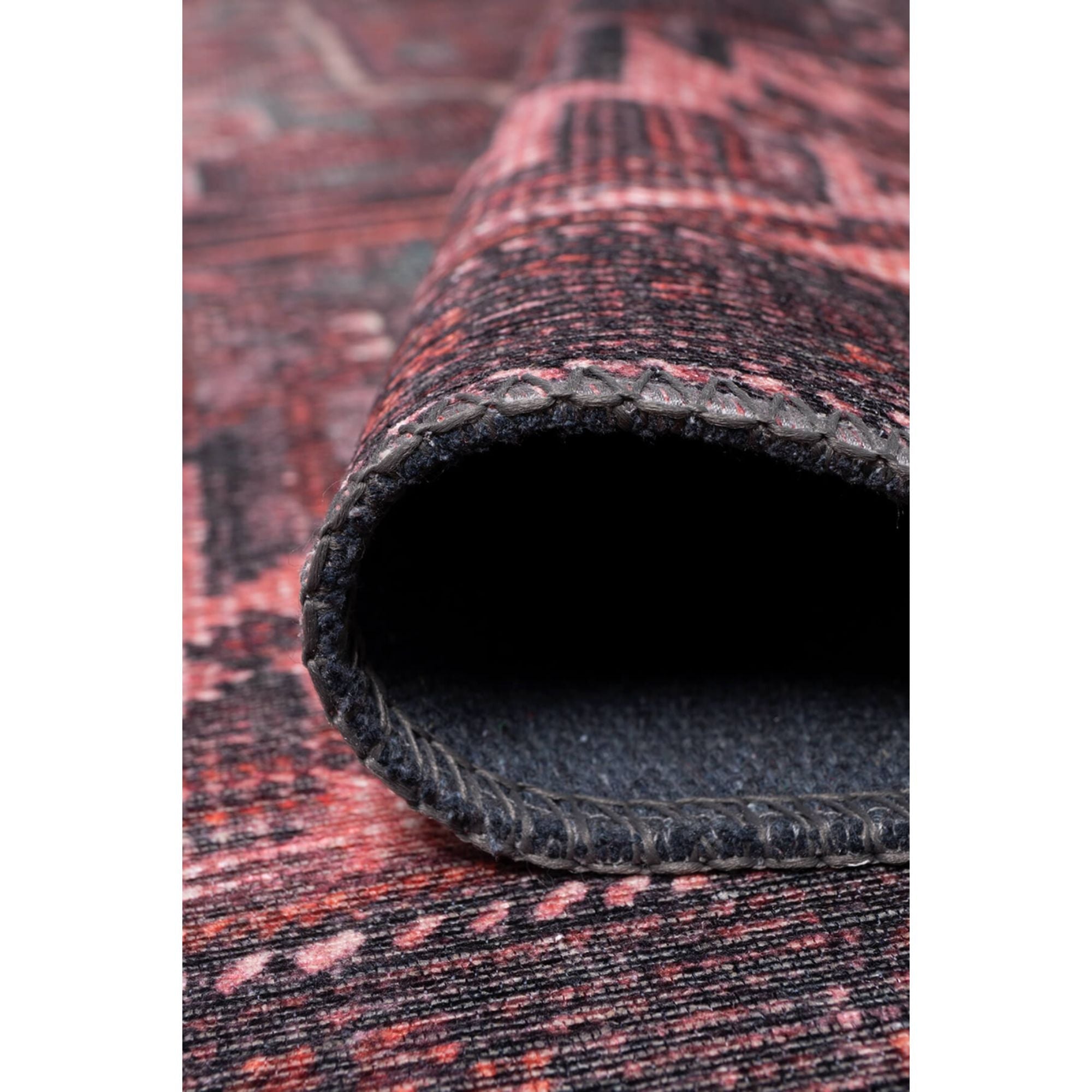 Vintage Cotton Area Rug – Washable Non Slip Burgundy Soft Microfiber Carpet