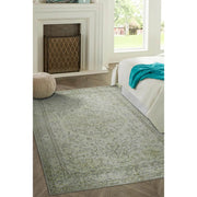 Vintage Cotton Area Rug - Washable Non Slip Green Polyester Woven Rug
