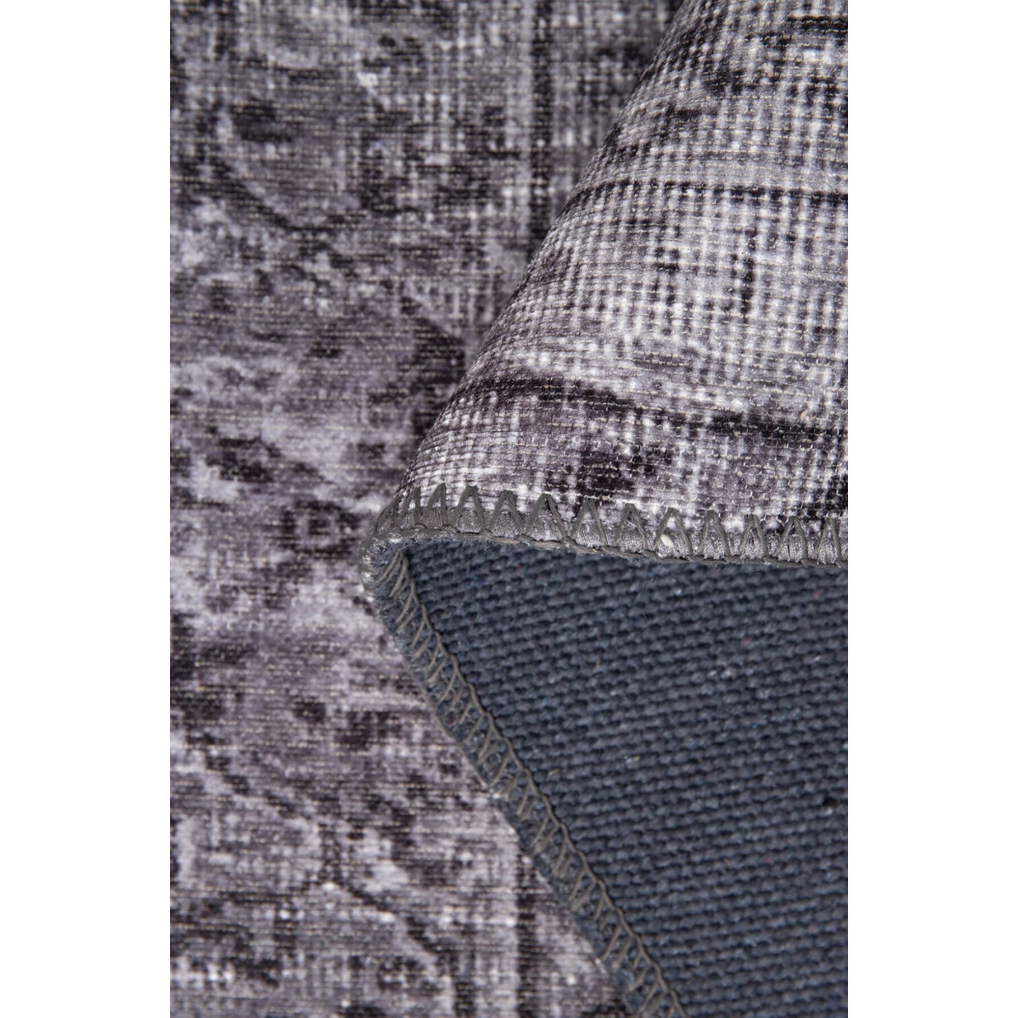 Vintage Cotton Area Rug – Washable Non Slip Anthracite Soft Microfiber Carpet