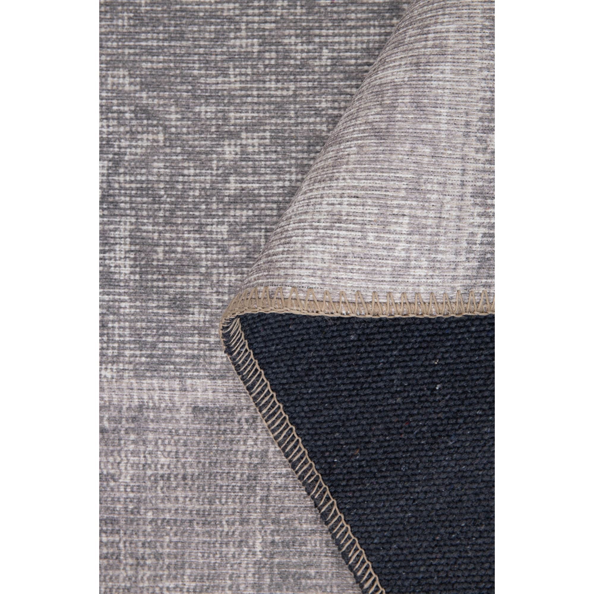 Grey Patchwork Area Rug - Washable Non Slip Cotton Microfiber Floor Mat