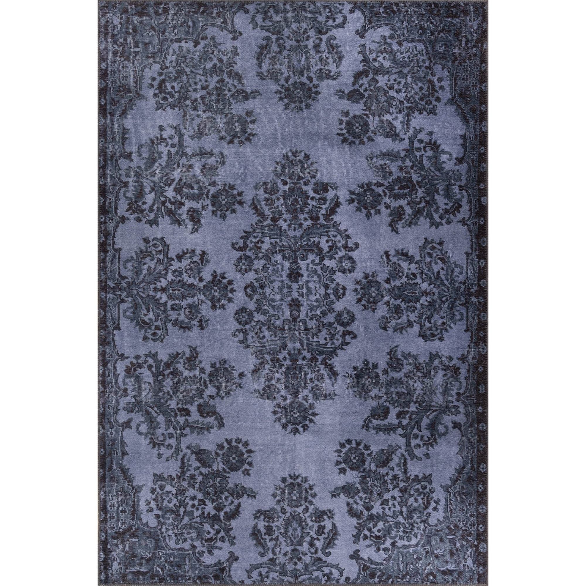 Vintage Cotton Area Rug – Navy Blue Washable Non Slip Soft Microfiber Carpet