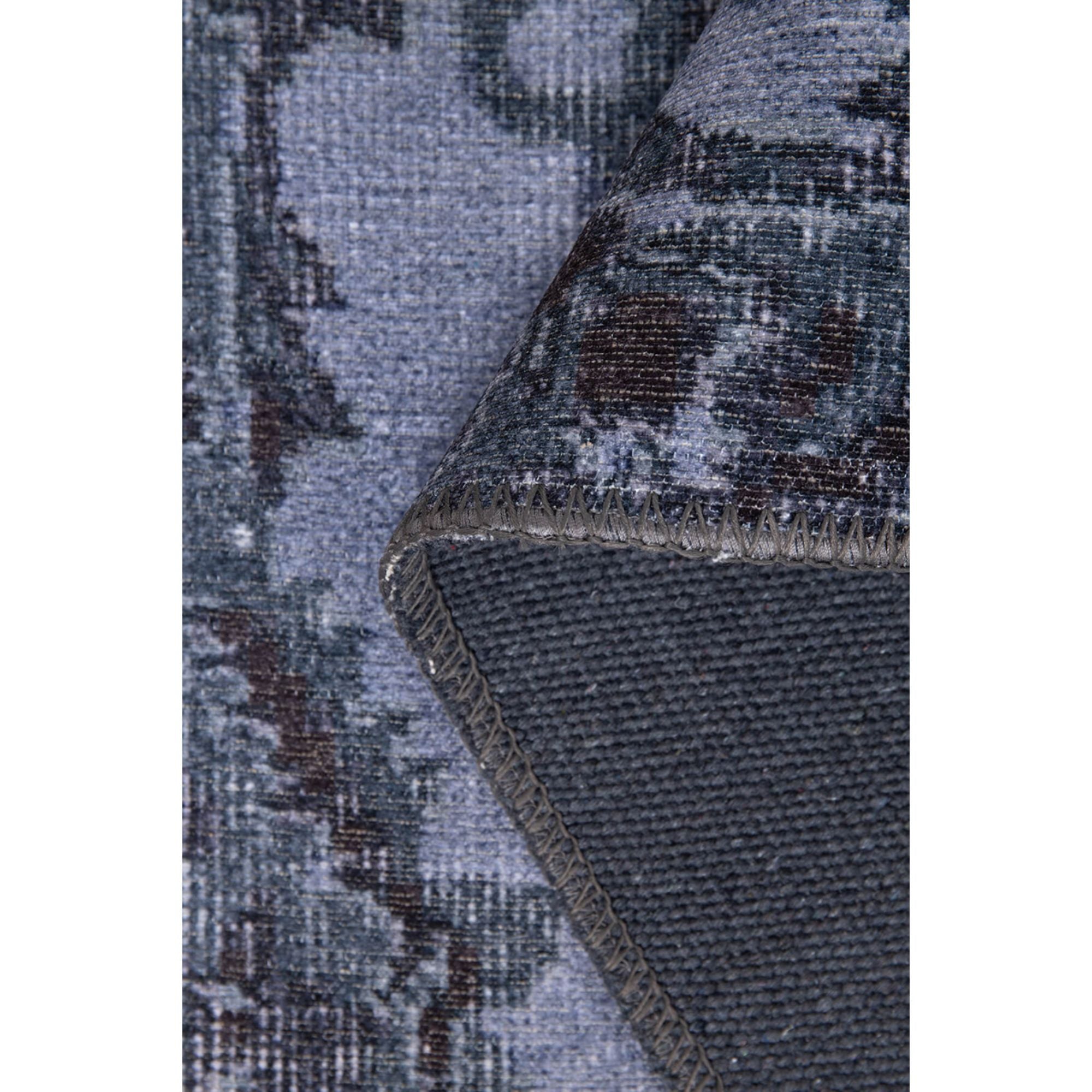 Vintage Cotton Area Rug – Navy Blue Washable Non Slip Soft Microfiber Carpet