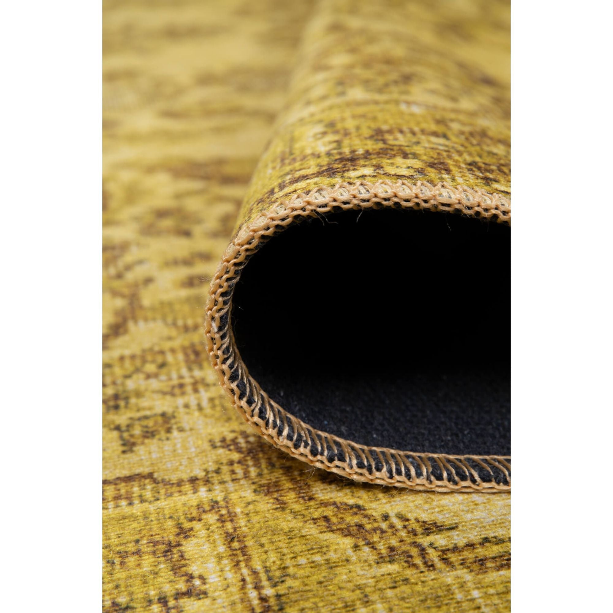 Vintage Cotton Area Rug - Washable Non Slip Yellow Soft Microfiber Carpet