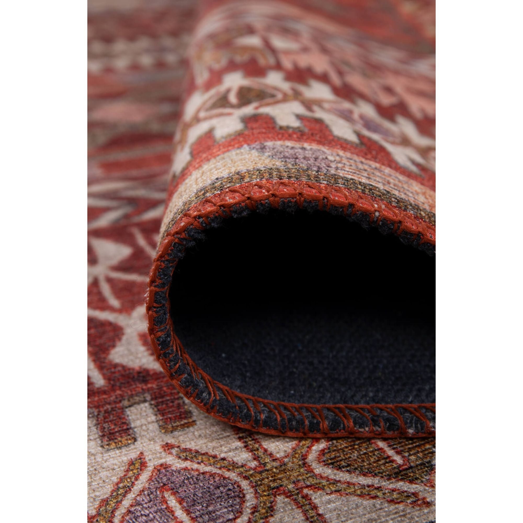 Ethnic Cotton Area Rug – Washable Non Slip Red Soft Microfiber Carpet