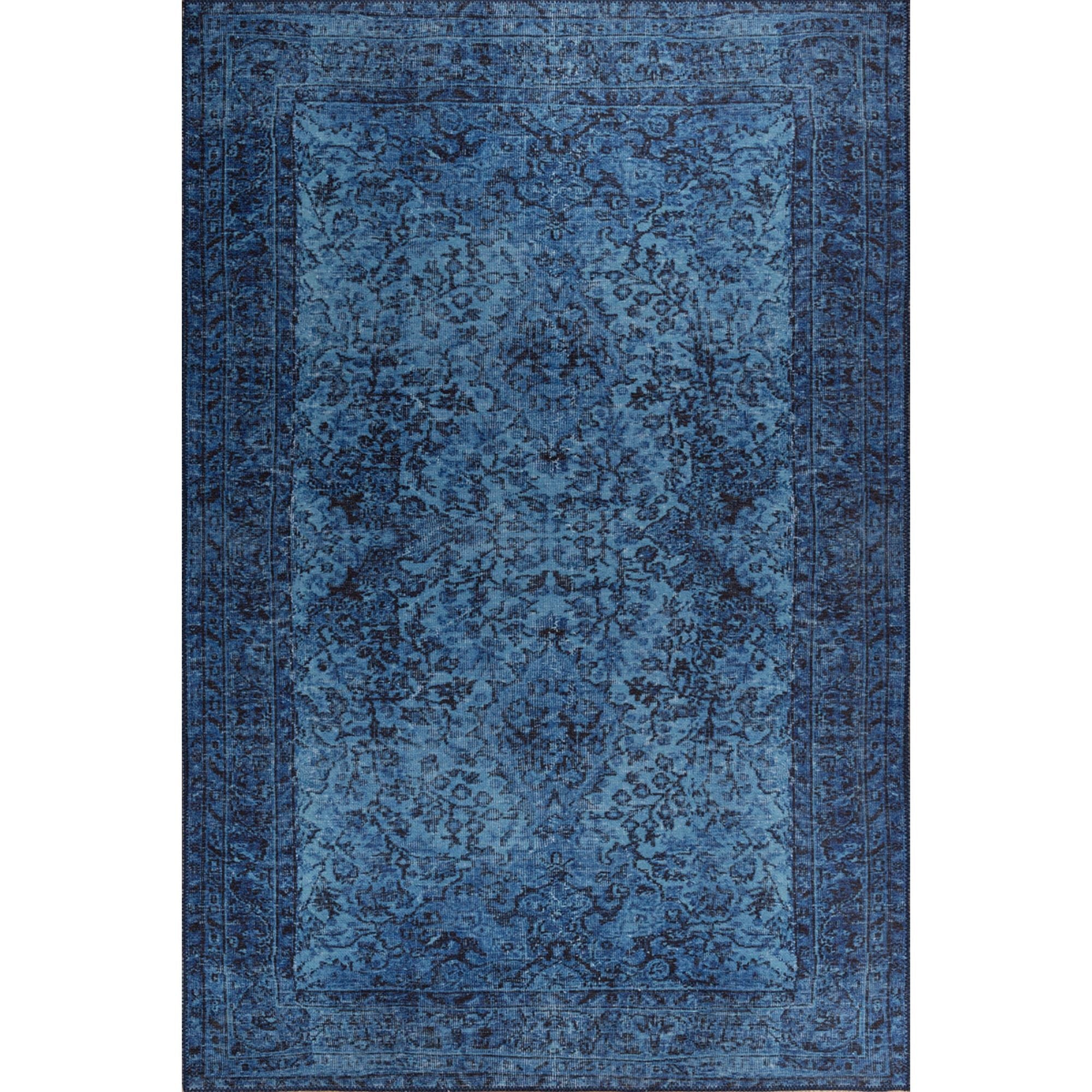 Vintage Cotton Area Rug – Washable Non Slip Blue Soft Microfiber Rug